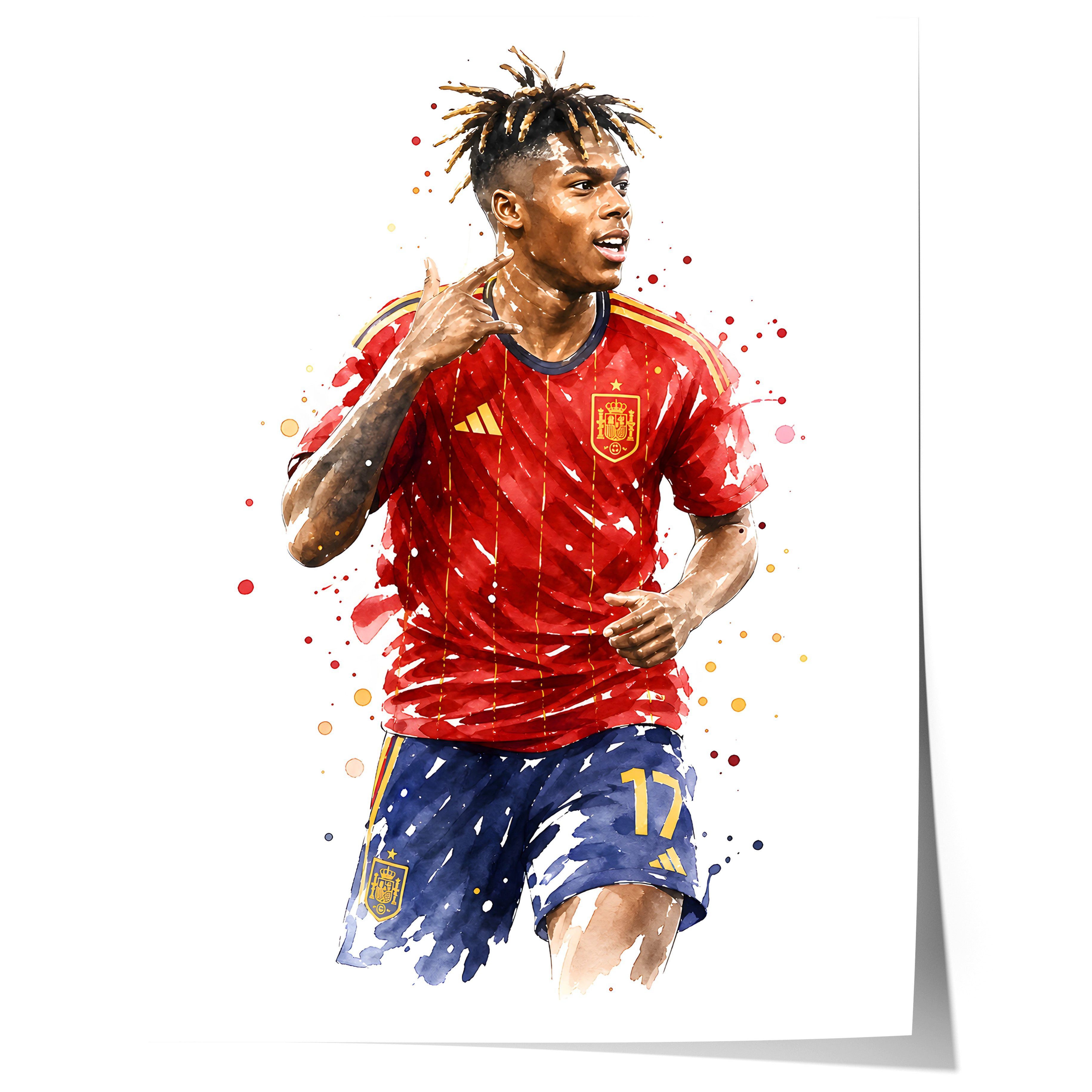 JUSTGOODMOOD Poster Spanien Fussball Geschenkidee Aquarell Sport Wandbild Deko Print ohne, (1 St)