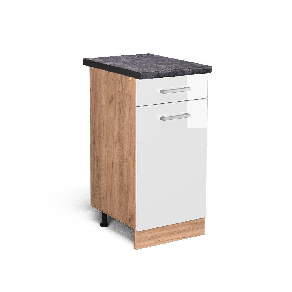 Vicco Unterschrank R-Line, Weiß Hochglanz/Goldkraft Eiche, günstig online kaufen
