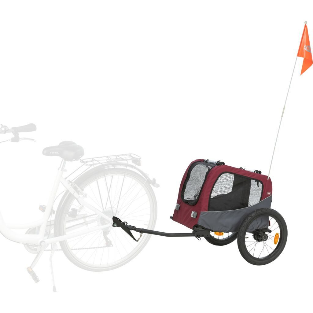 TRIXIE Fahrradhundeanhänger Fahrradanhänger für Hunde - grau/rot - 56 × 64 × 61/125 cm
