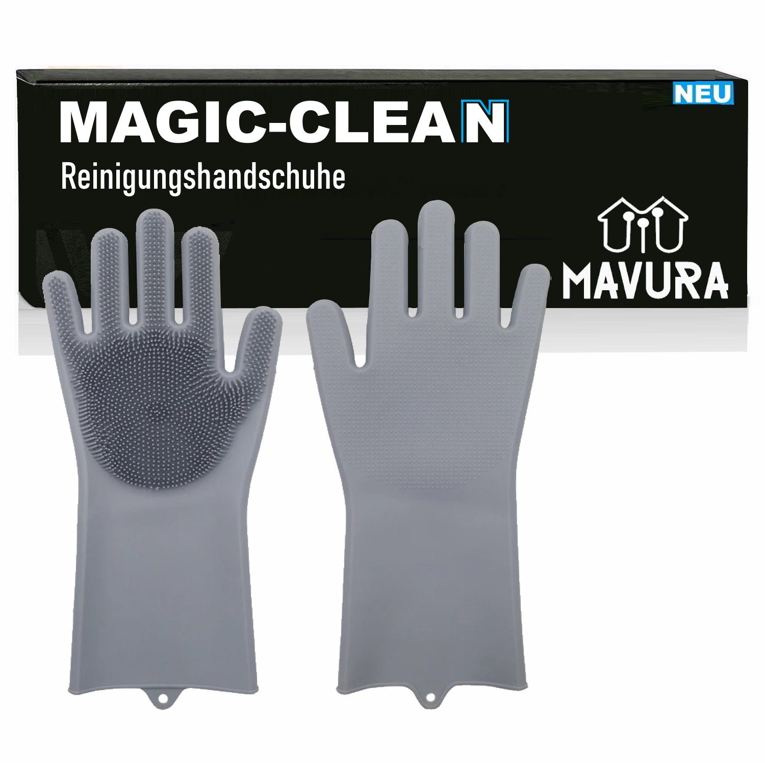 MAVURA Hitzeschutzhandschuhe Geschirrspülen MAGIC-CLEAN Silikon Handschuhe Geschirrspülhandschuhe Reinigungshandschuhe Magische Gummi