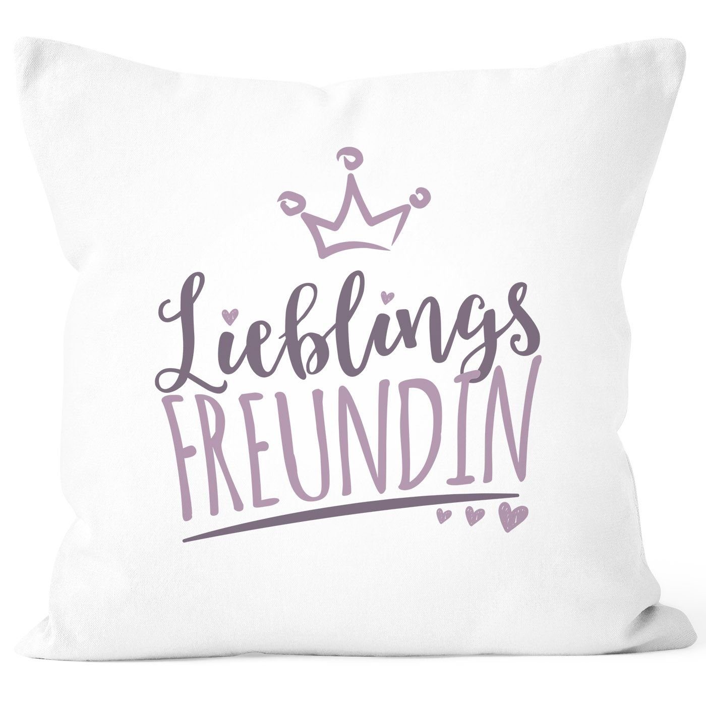 MoonWorks Dekokissen Kissenbezug Kissenhülle Lieblings Freundin/Schwester/Mama/Mensch mit Krone Geschenk Lieblingsperson Moonworks® Freundin weiß