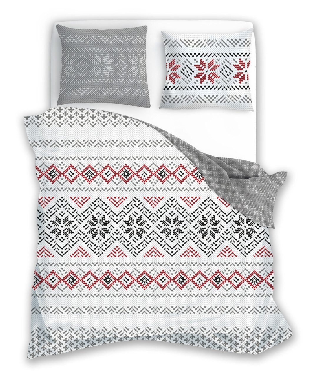 texpot Bettwäsche Wendebettwäsche Flannel Schneeflocken Baumwolle, 2 teilig