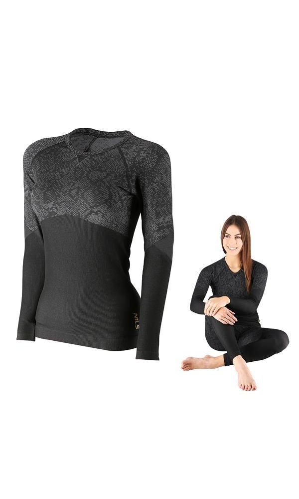 Langarmshirt Funktionsunterwäsche Rosa (Feuchtigkeitstransport, warm) schwarz/grau