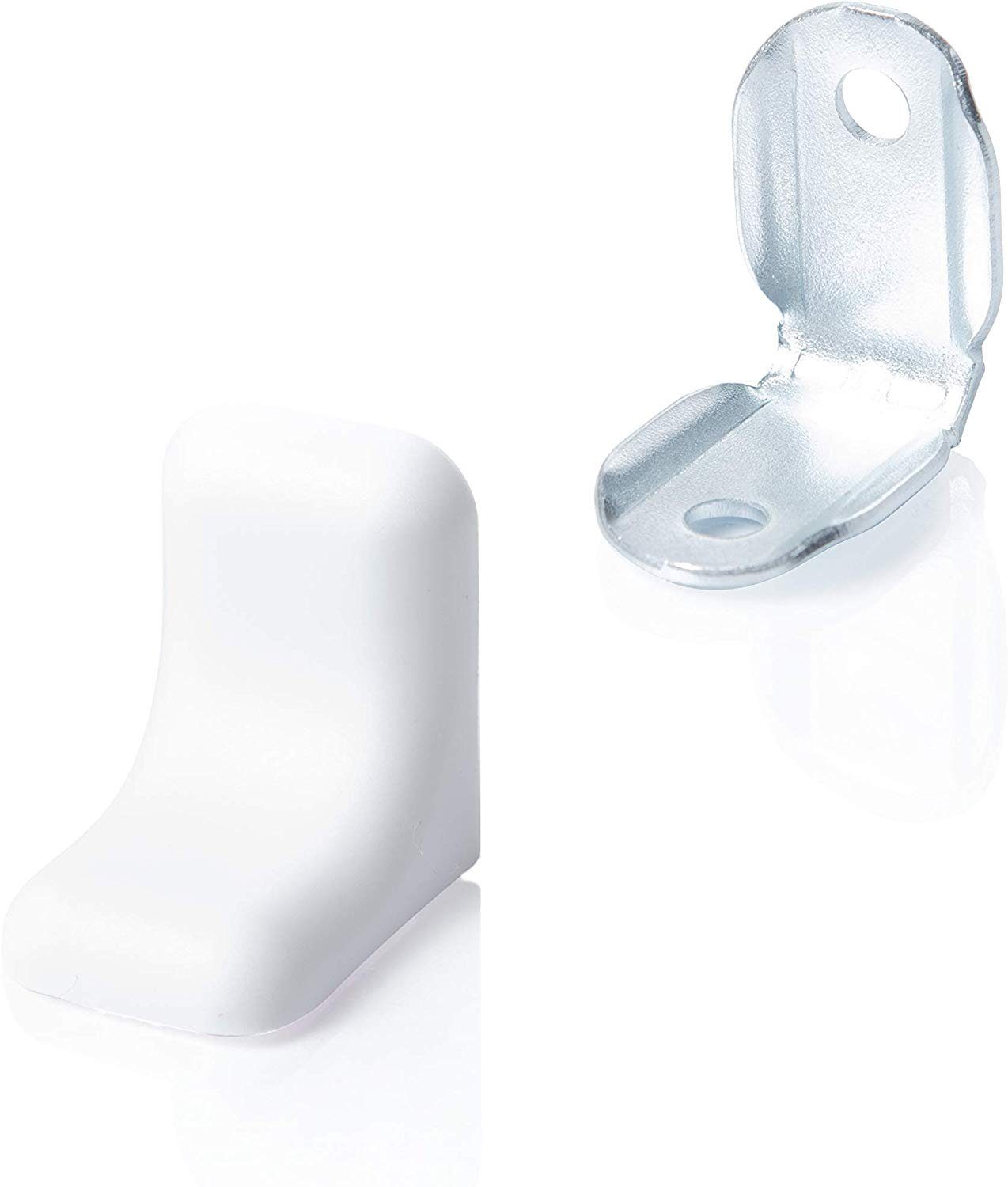 sossai® Winkelbeschlag BT2 Metall Möbelverbinder mit Kunststoff Abdeckung (60 St), Farbe: Weiß