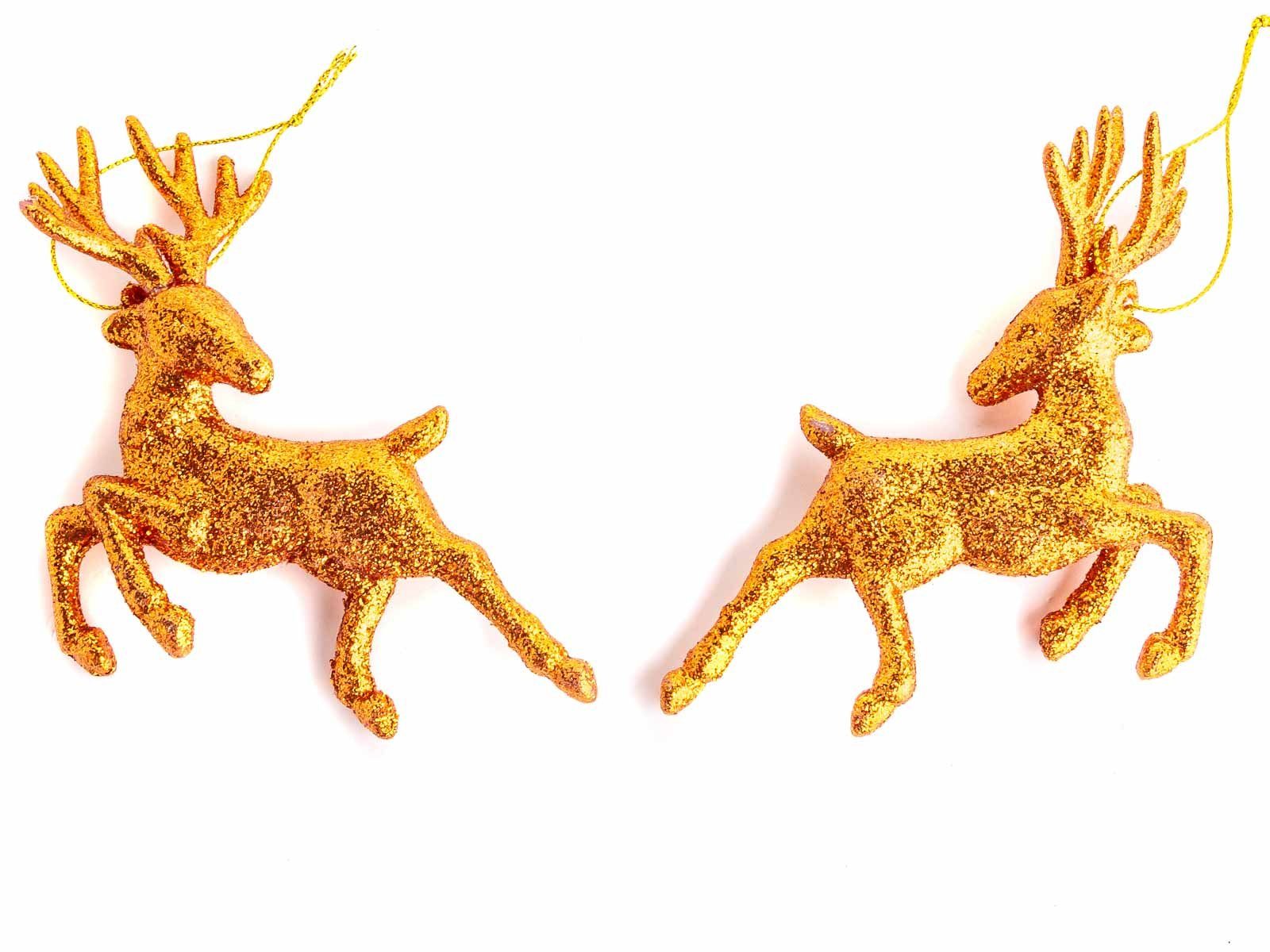 CEPEWA Dekoobjekt Deko Hirsch 2er Set mit Glitzerüberzug (Stück, 2 St., 1)