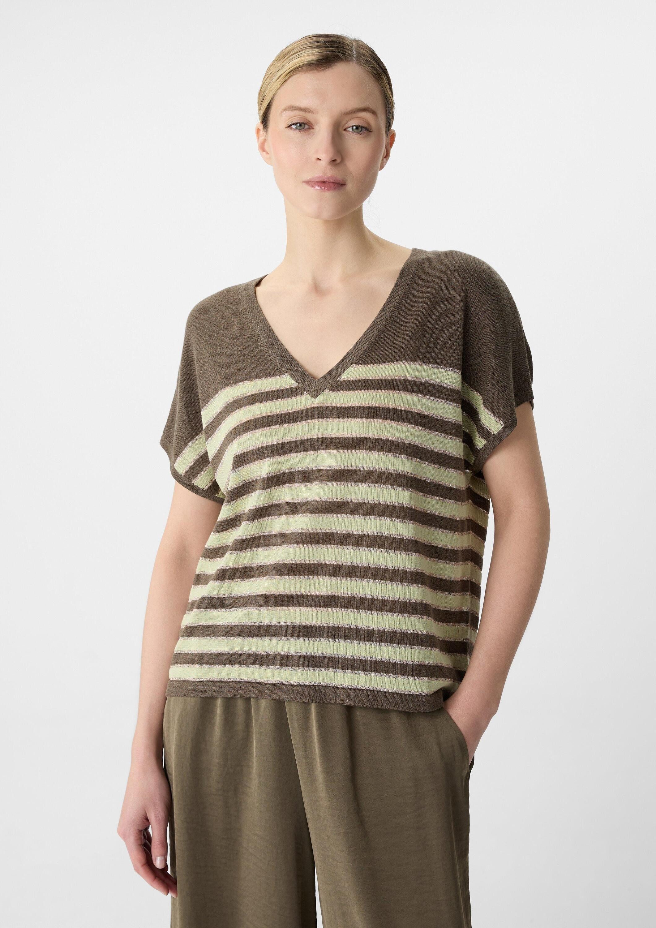 comma Kurzarmpullover Вязаные свитера Gestreifter Вязаные свитера mit Glitzergarn