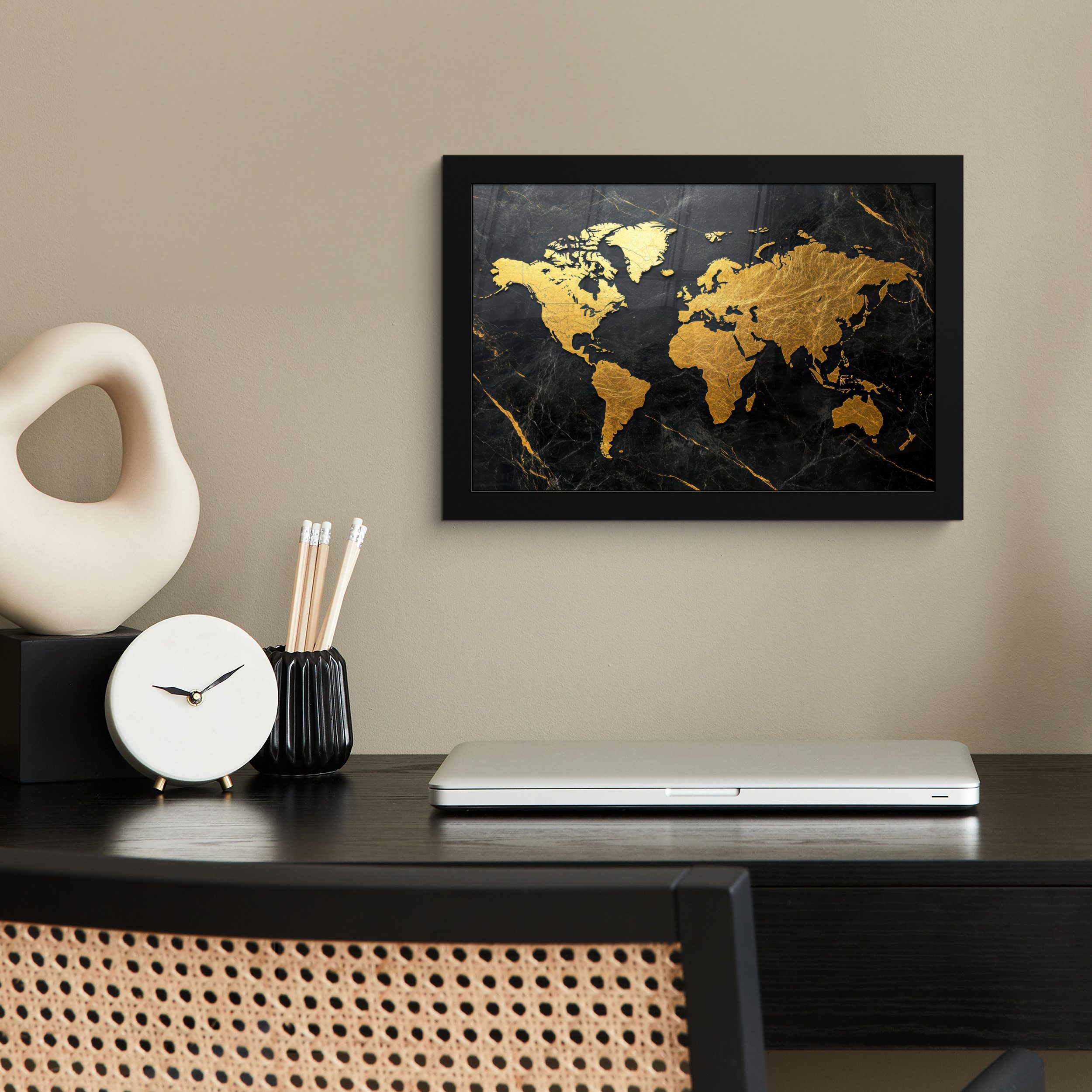 MuchoWow Poster Weltkarte - Gold - günstig online kaufen