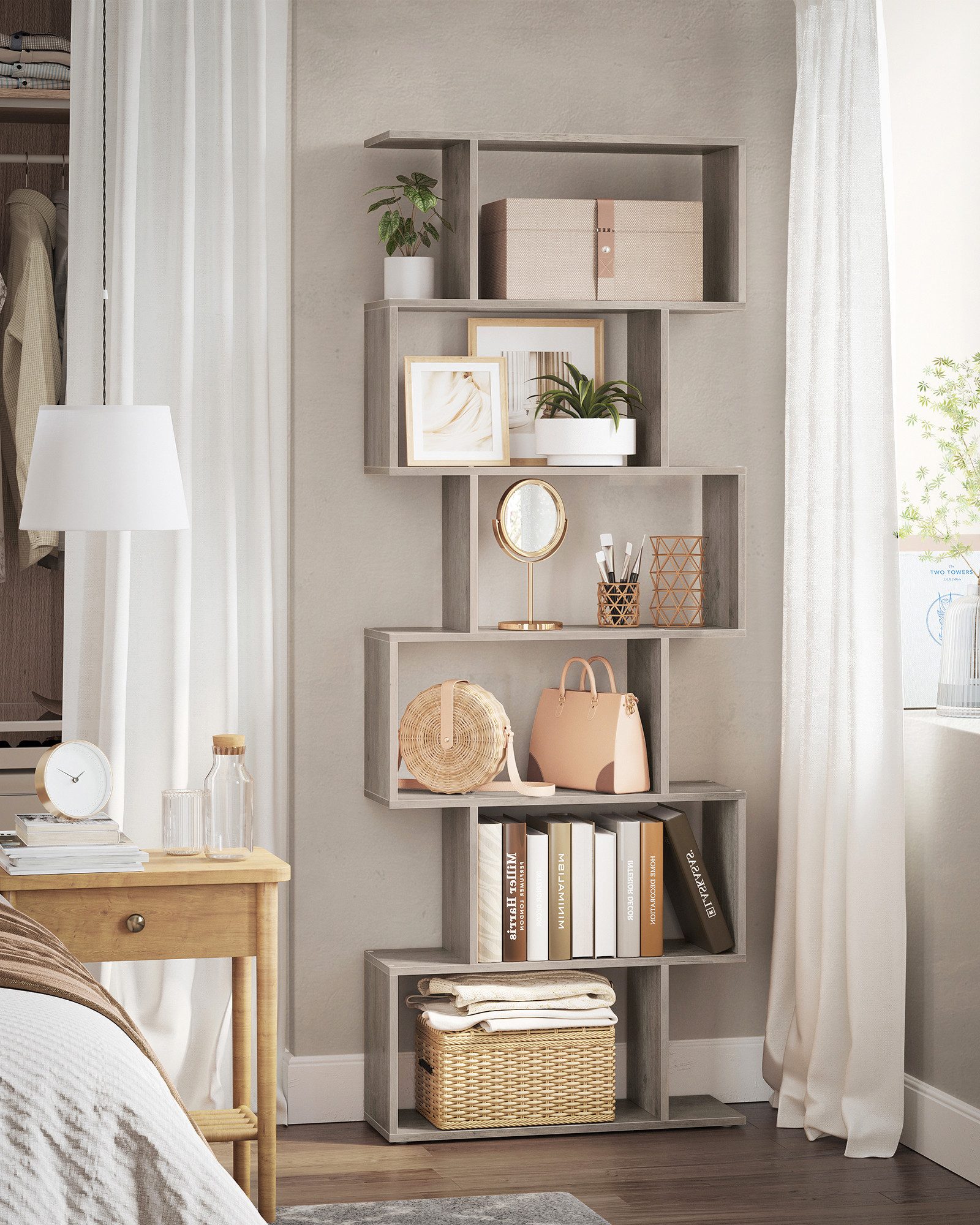 VASAGLE Bücherregal, 1-tlg., Standregal, Büroregal, 6 Fächer, Holzwerkstoff günstig online kaufen