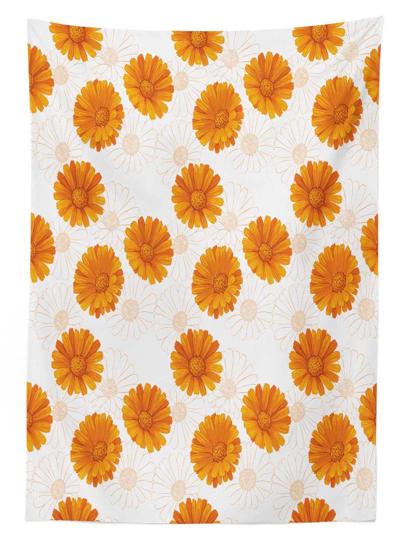 Außen Burnt Tischdecke Blumen Farben, Waschbar Klare Calendula Für Abakuhaus Farbfest geeignet orange Bereich den
