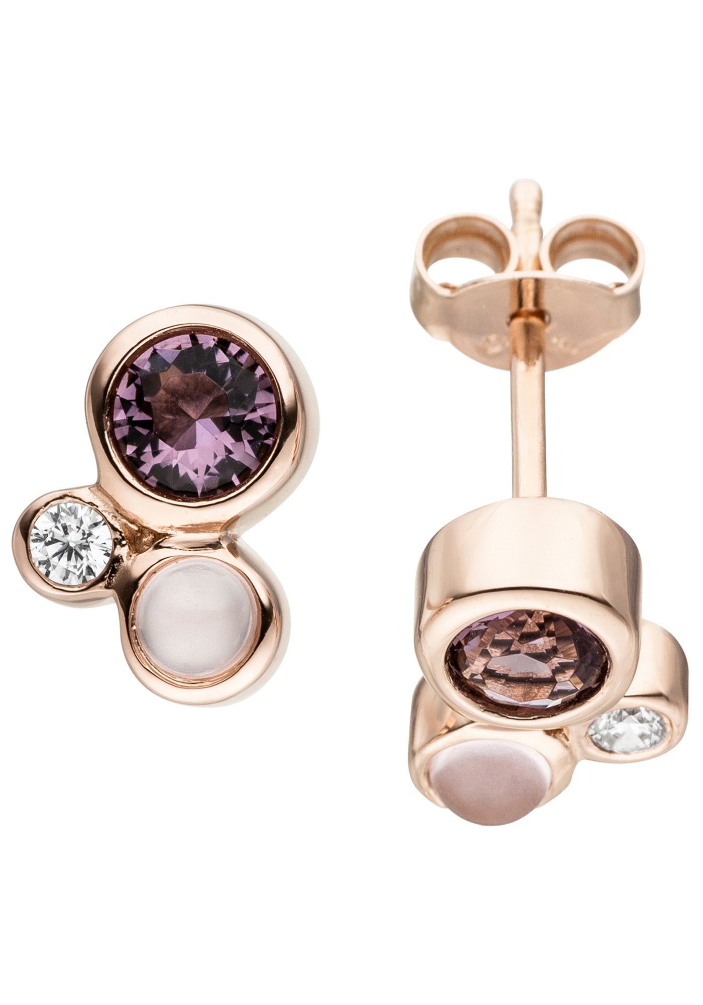 JOBO Paar Ohrstecker, 925 Silber roségold vergoldet Glassteine 4 Zirkonia günstig online kaufen