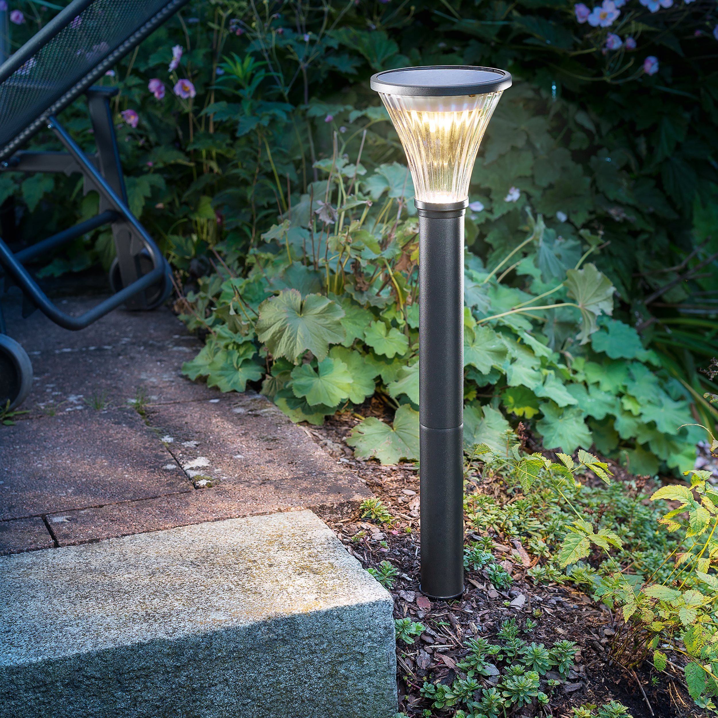 esotec LED Solarleuchte Stand- & Wegeleuchte Salerno H=60cm DUO COLOR 6500K 2800K 102528