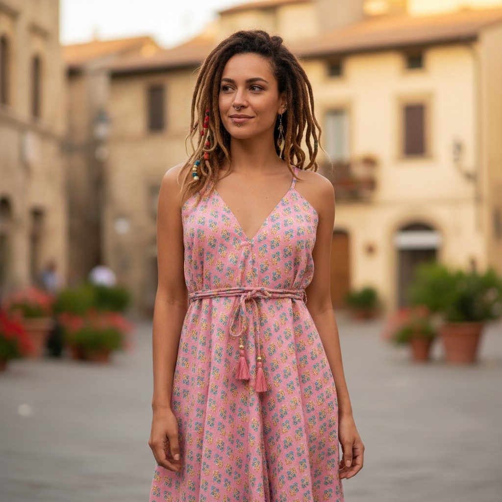 Guru-Shop Midikleid Luftiges Maxikleid, Boho Sommerkleid,.. alternative Bek günstig online kaufen