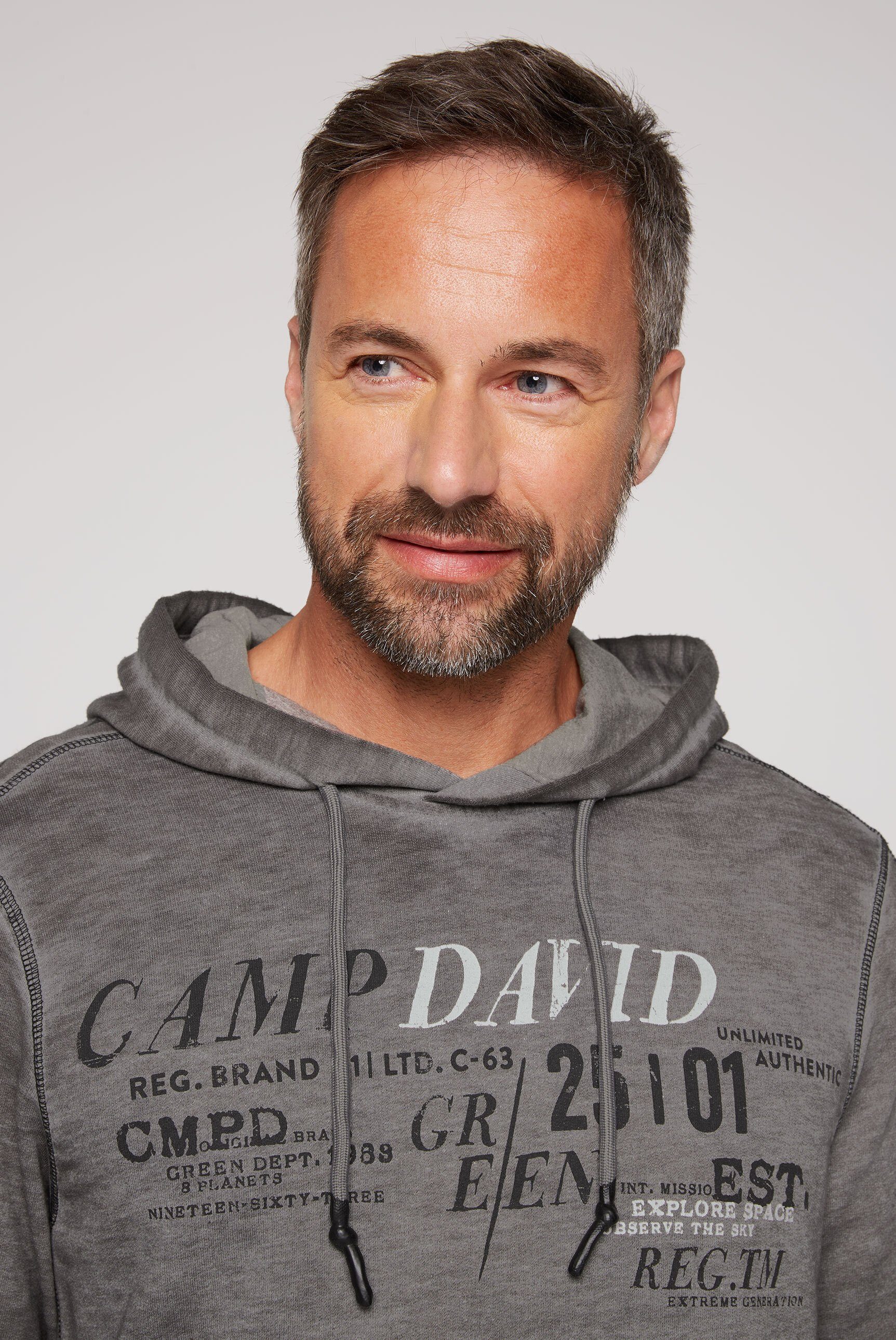 CAMP DAVID Rippbündchen mit Kapuzensweatshirt