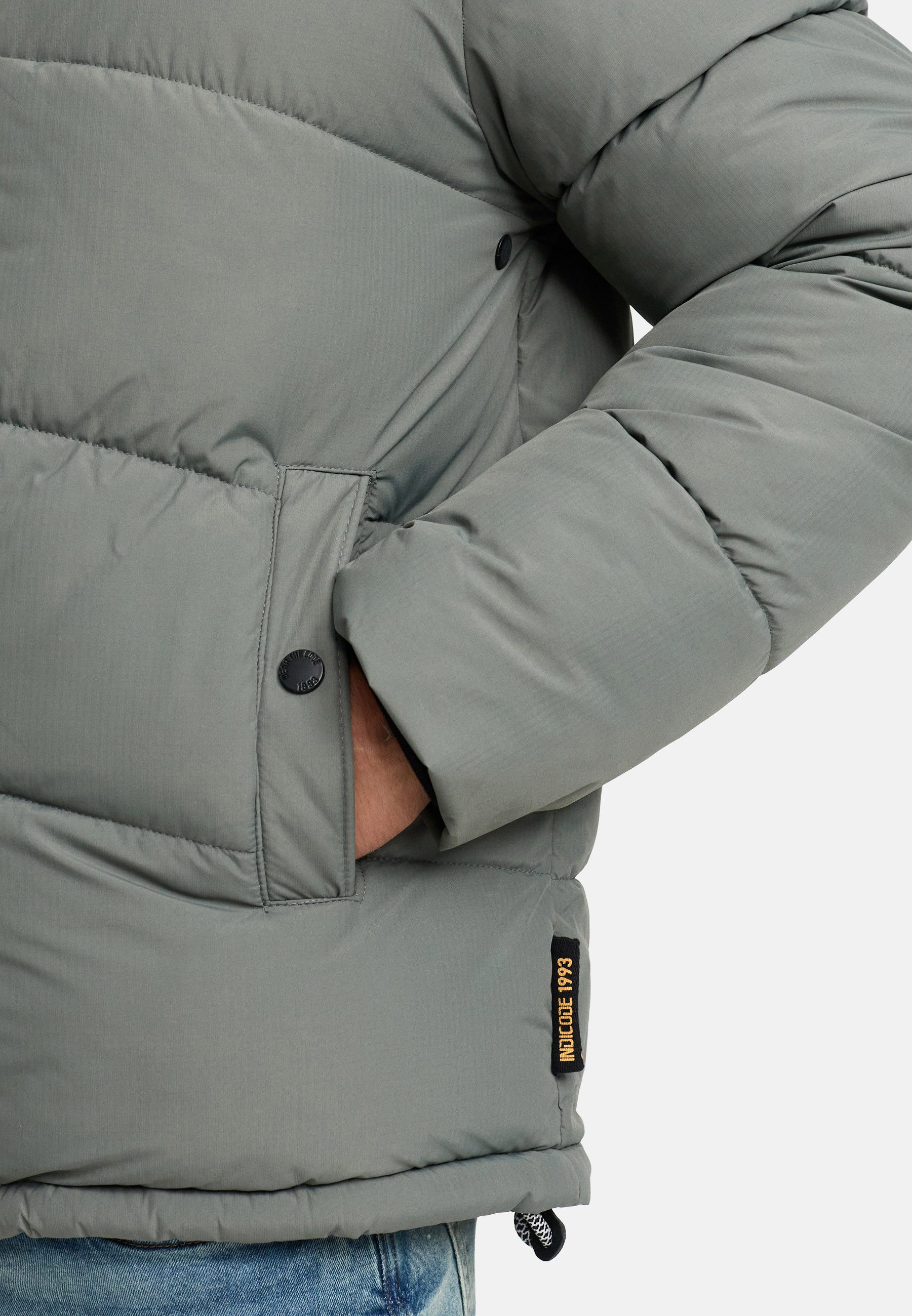 Indicode Winterjacke Herren INLaurits Jacket Herrenjacke Daunen-Optik mit Kapuze und sportiver Steppoptik