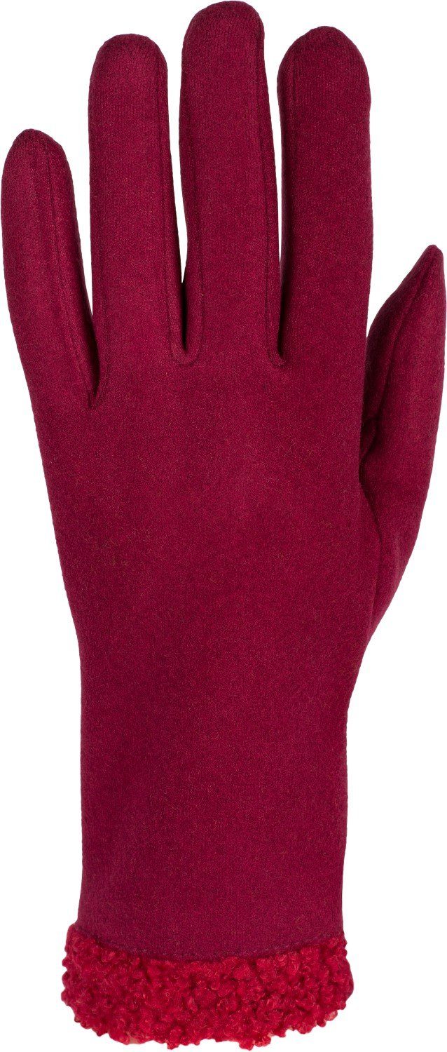 Touchscreen Bordeaux-Rot Handschuhe styleBREAKER Teddyfell Fleecehandschuhe