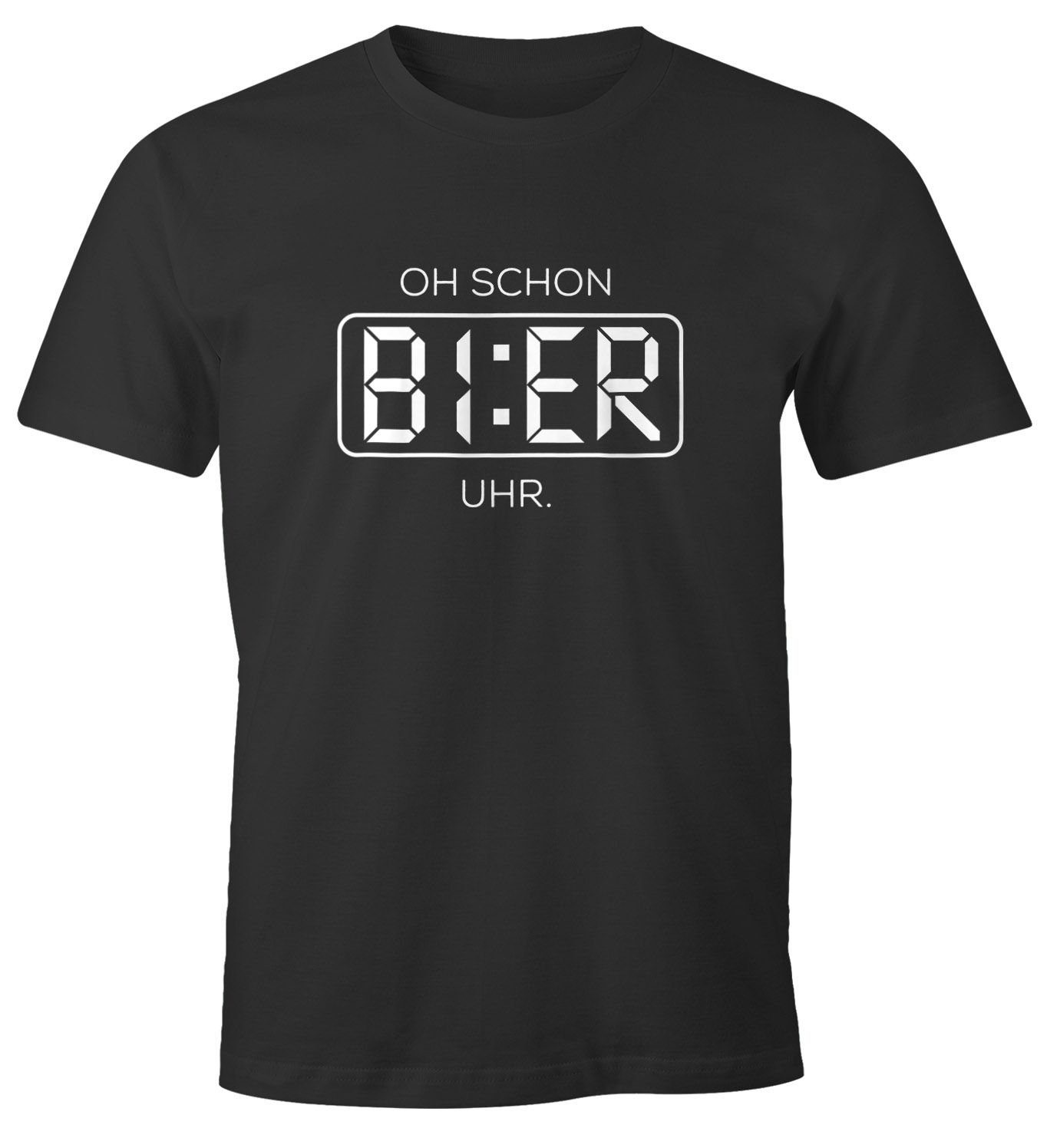 Print-Shirt Herren T-Shirt Oh schon Bier Uhr lustiges Trink Shirt Saufen Bier Party Moonworks®