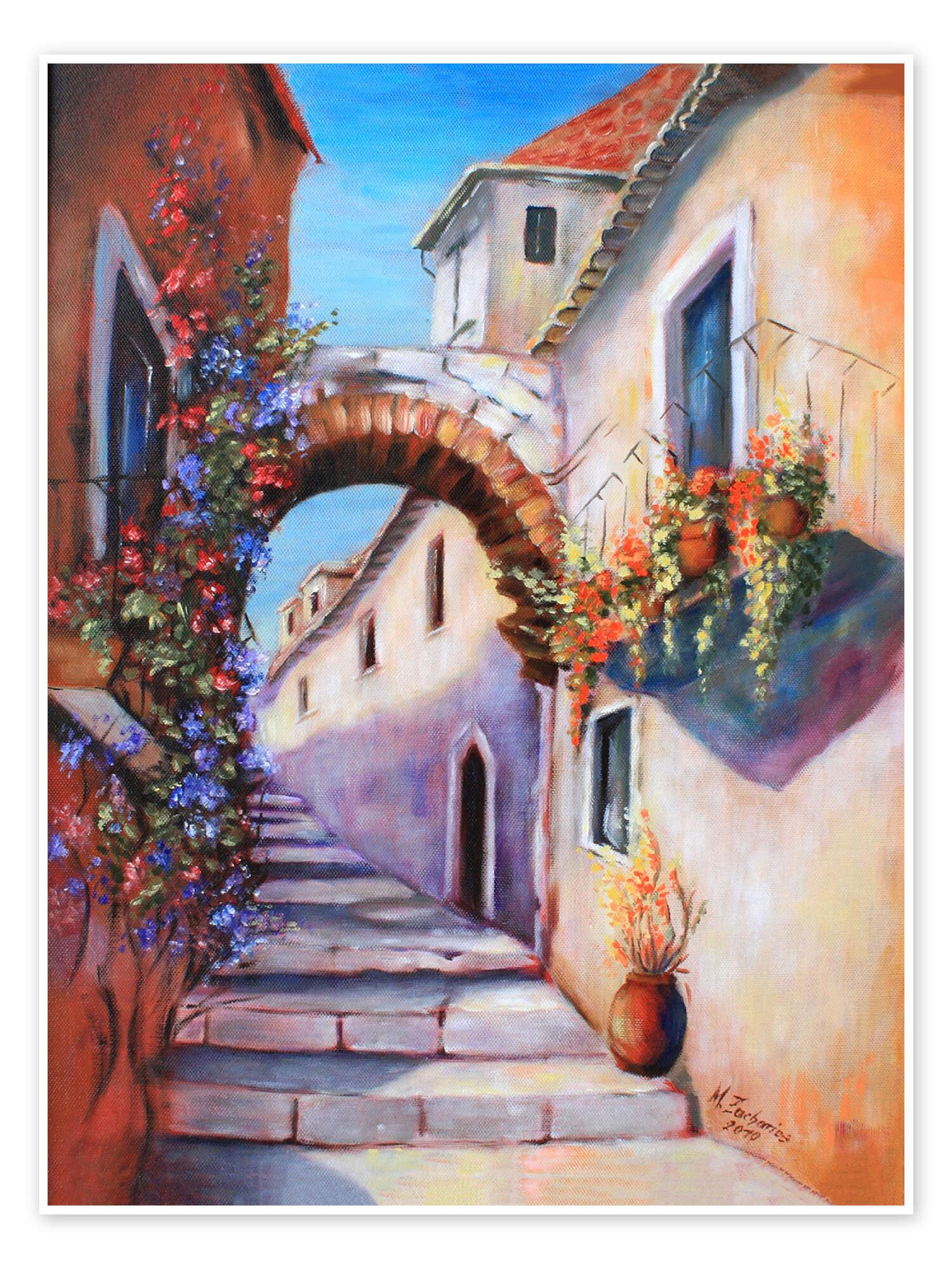Posterlounge Wandbild Mediterrane Gasse, Marita Zacharias, erhältlich als Poster, Leinwandbild, Wandsticker oder Acrylglasbild