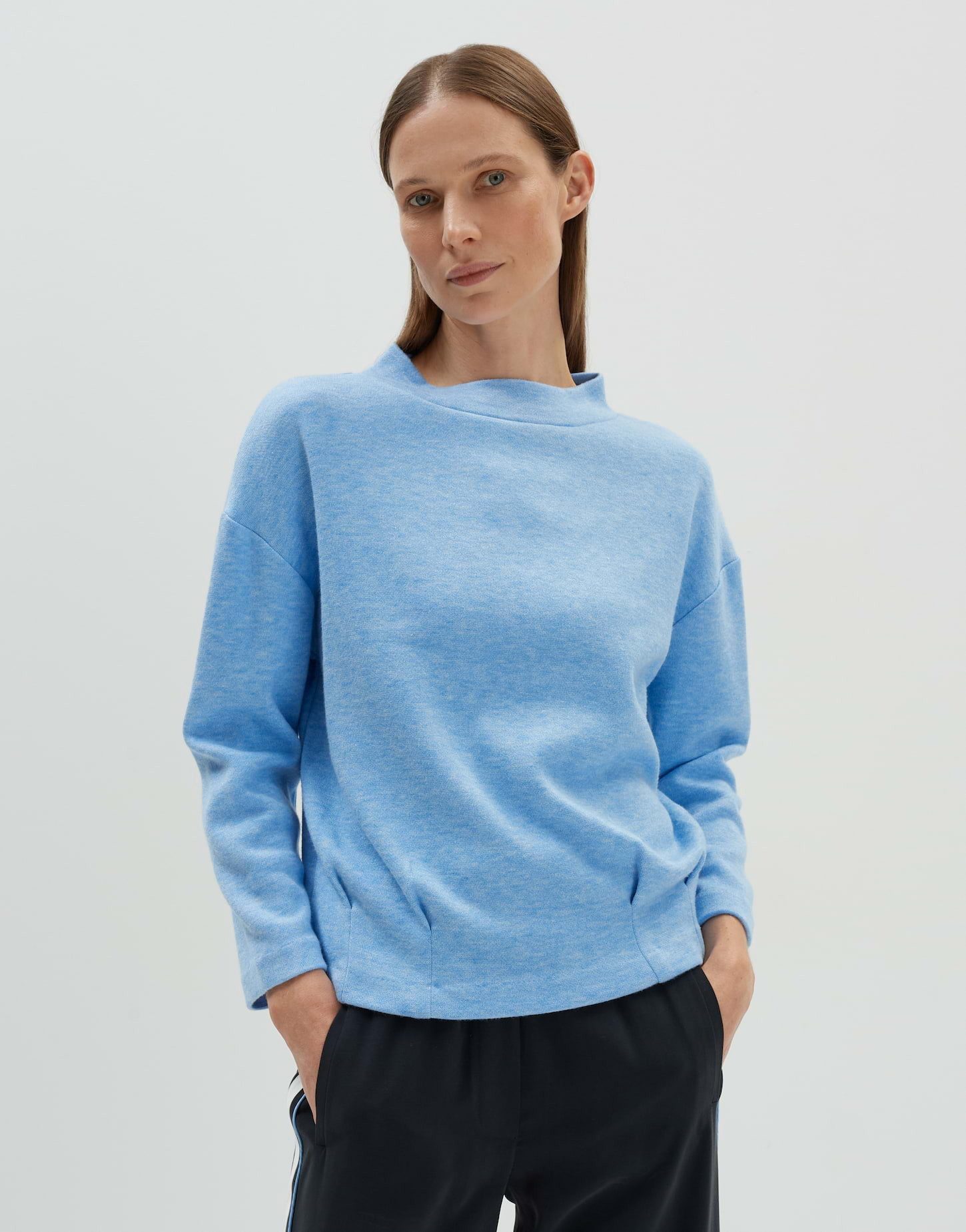 Sweater Sweatshirt UPOLLINA Loose in melliertem Jersey