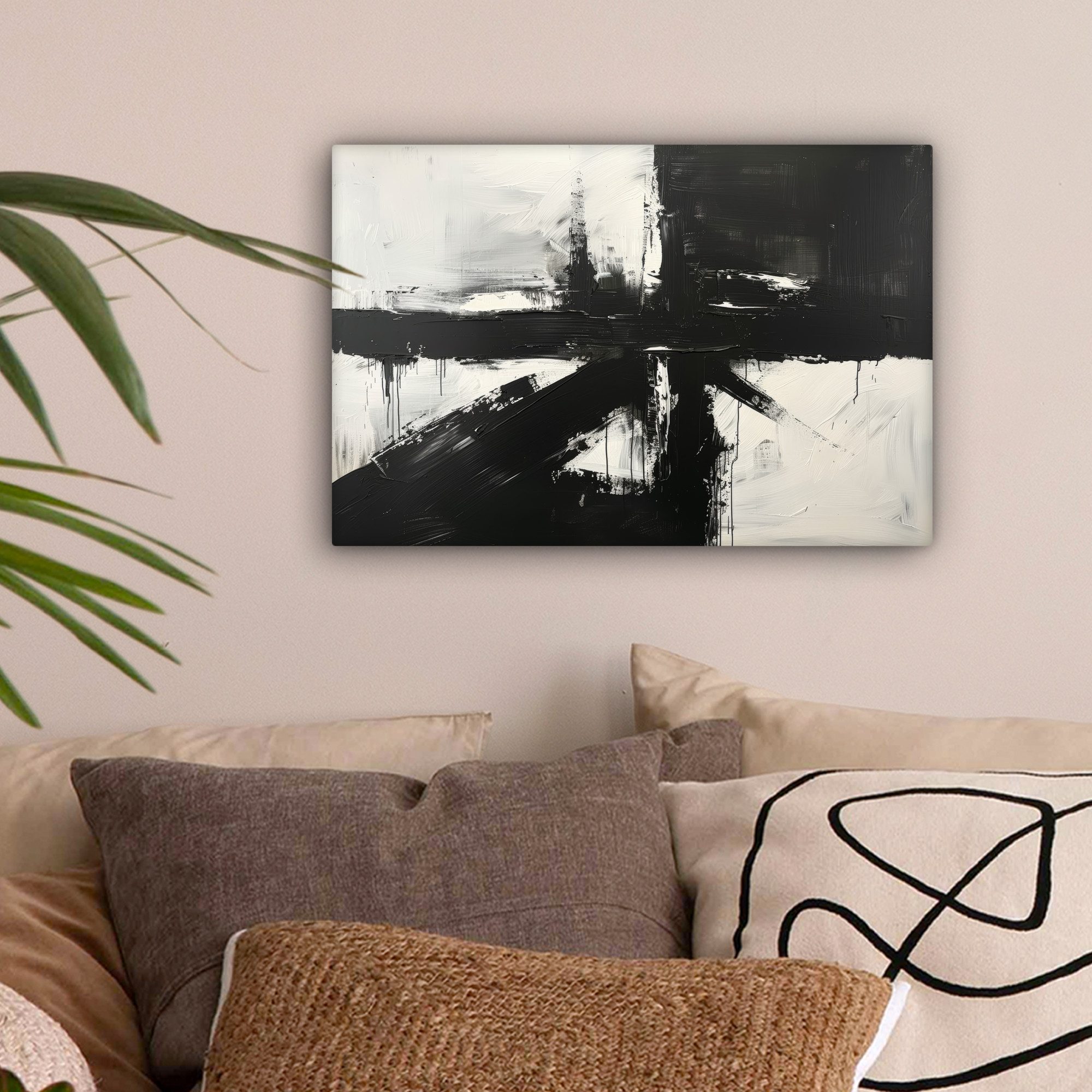 OneMillionCanvasses® Leinwandbild Modern - Schwarz und weiß - Abstrakt - Ku günstig online kaufen