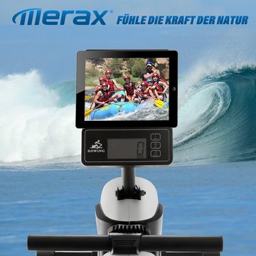 Merax Rudergerät mit LCD-Monitor und 4 KG Schwungradmasse, Rudermaschine klappbar, leiser 8-stufigem Magnetwiderstand