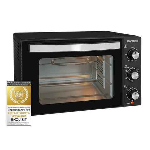 exquisit Minibackofen MO 3302 sw, 1500 Watt Minibackofen, inkl. Timer und motorischer Drehspieß