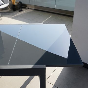 HOME DELUXE Sitzgruppe SOL MADERA, (Ausziehtisch, Terrassentisch, Balkontisch), schnell ausziehbar 180 - 240 cm, aus robustem Aluminium, Gartenmöbel