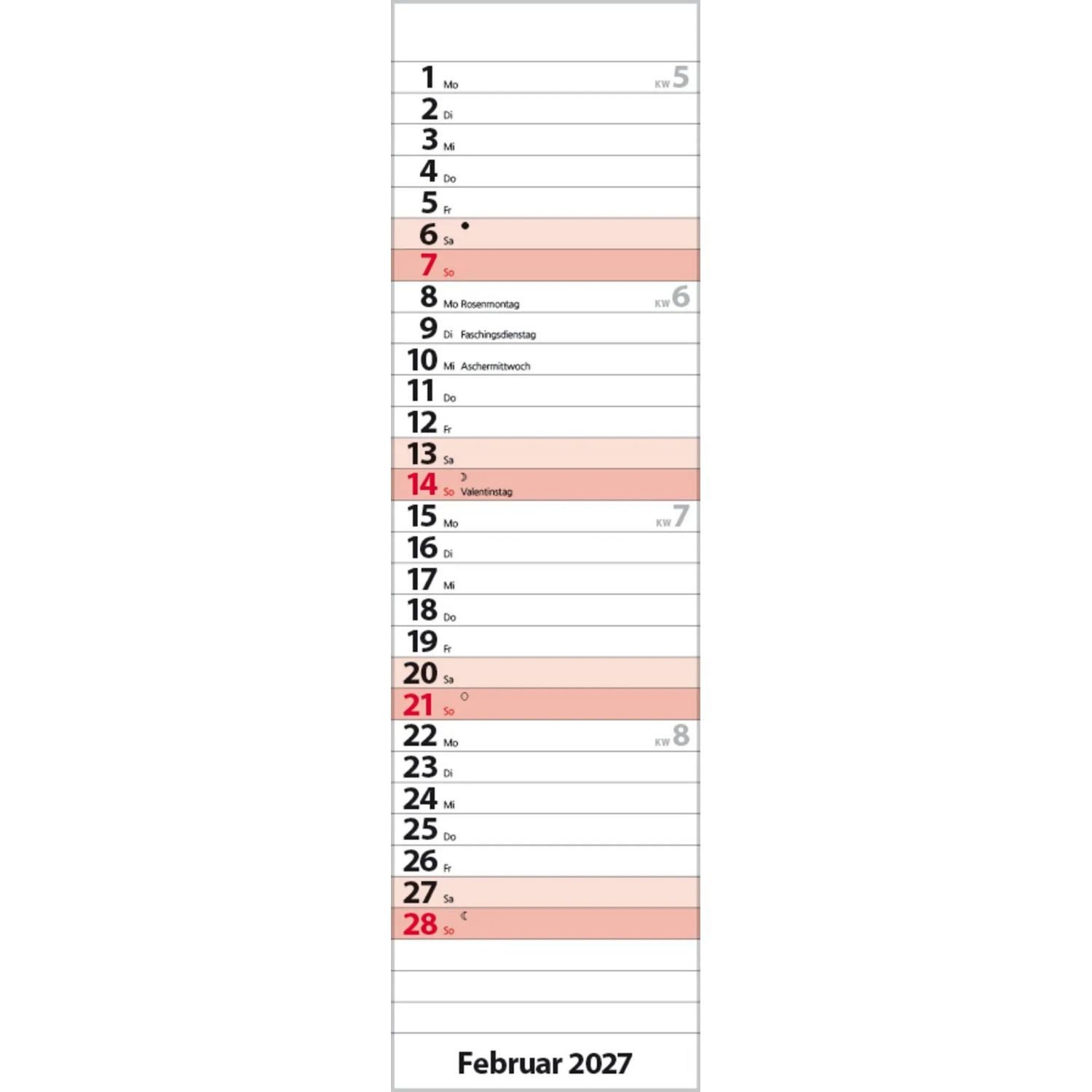 Korsch Verlag Wandkalender Streifenplaner Mini Rot 2027
