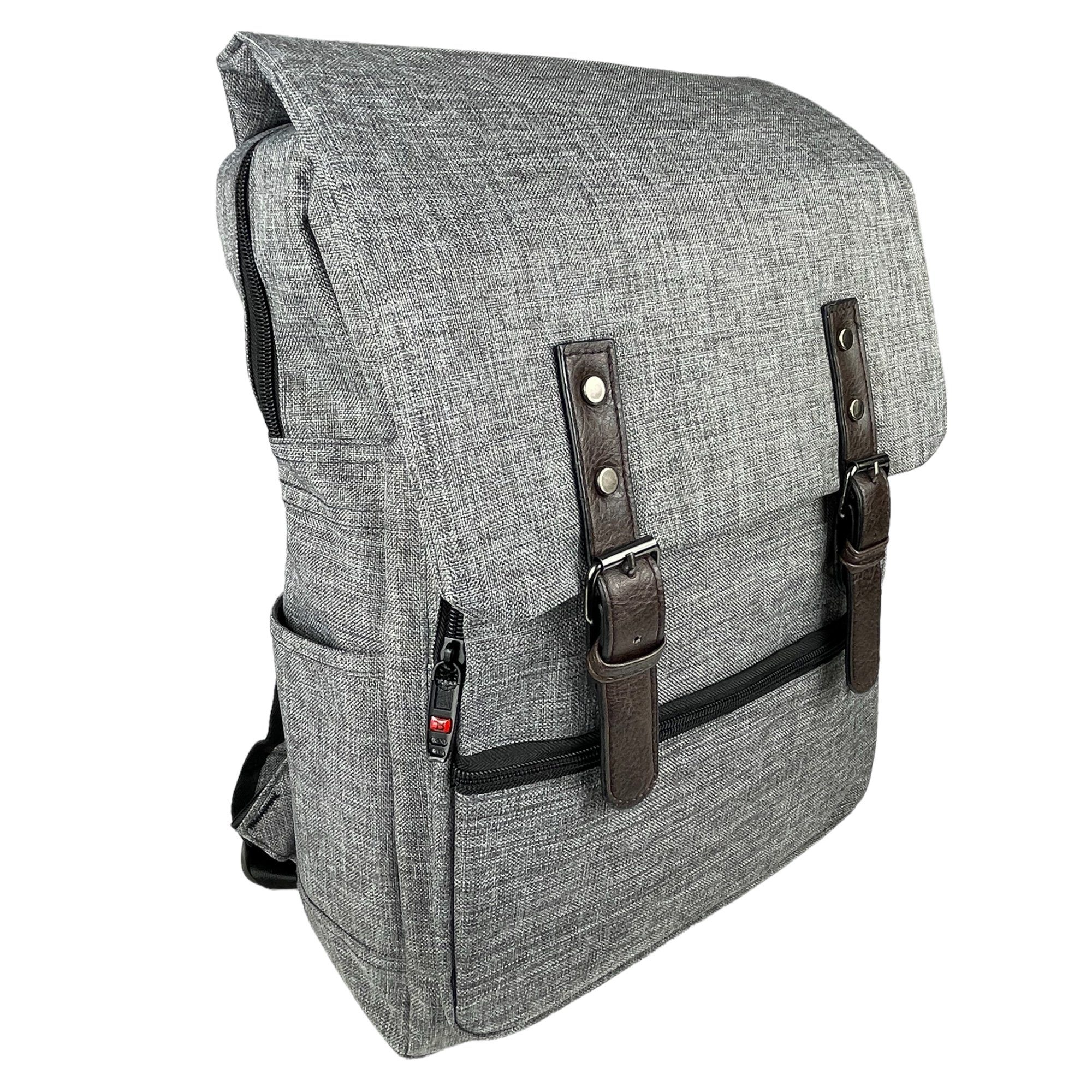 Taschen4life Laptoprucksack Rucksack aus Stoff - Schulrucksack D9010, mit Laptopfach, strapazierfähig uind gut gepolstert, ideal für Schule