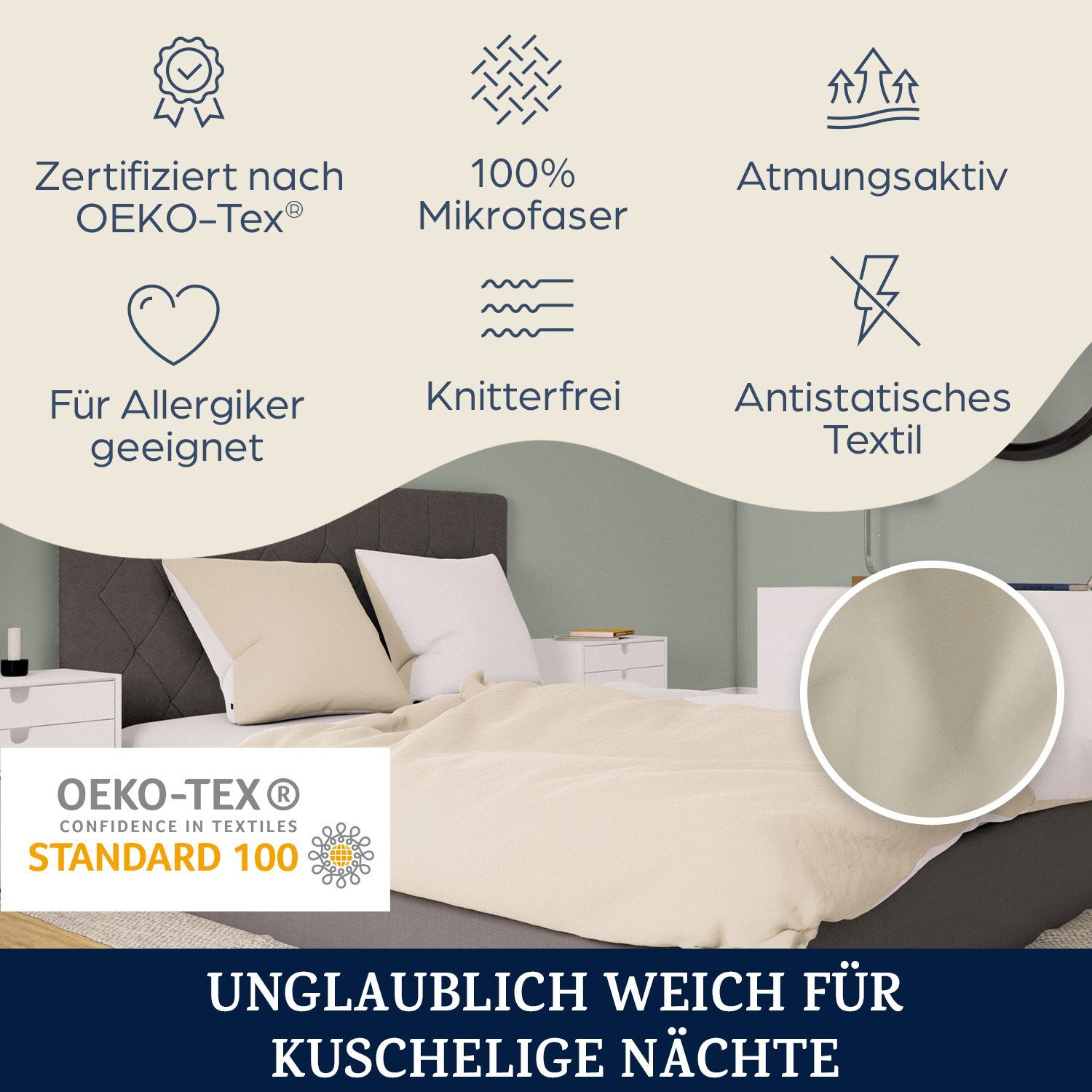 sleepwise Bettwäsche Soft Wonder-Edition Bettwäsche, Mikrofaser-Fleece, 2 teilig, Mikrofaser Bettbezug Set mit Kissenbezug Kissen Hüllen Bettzeug