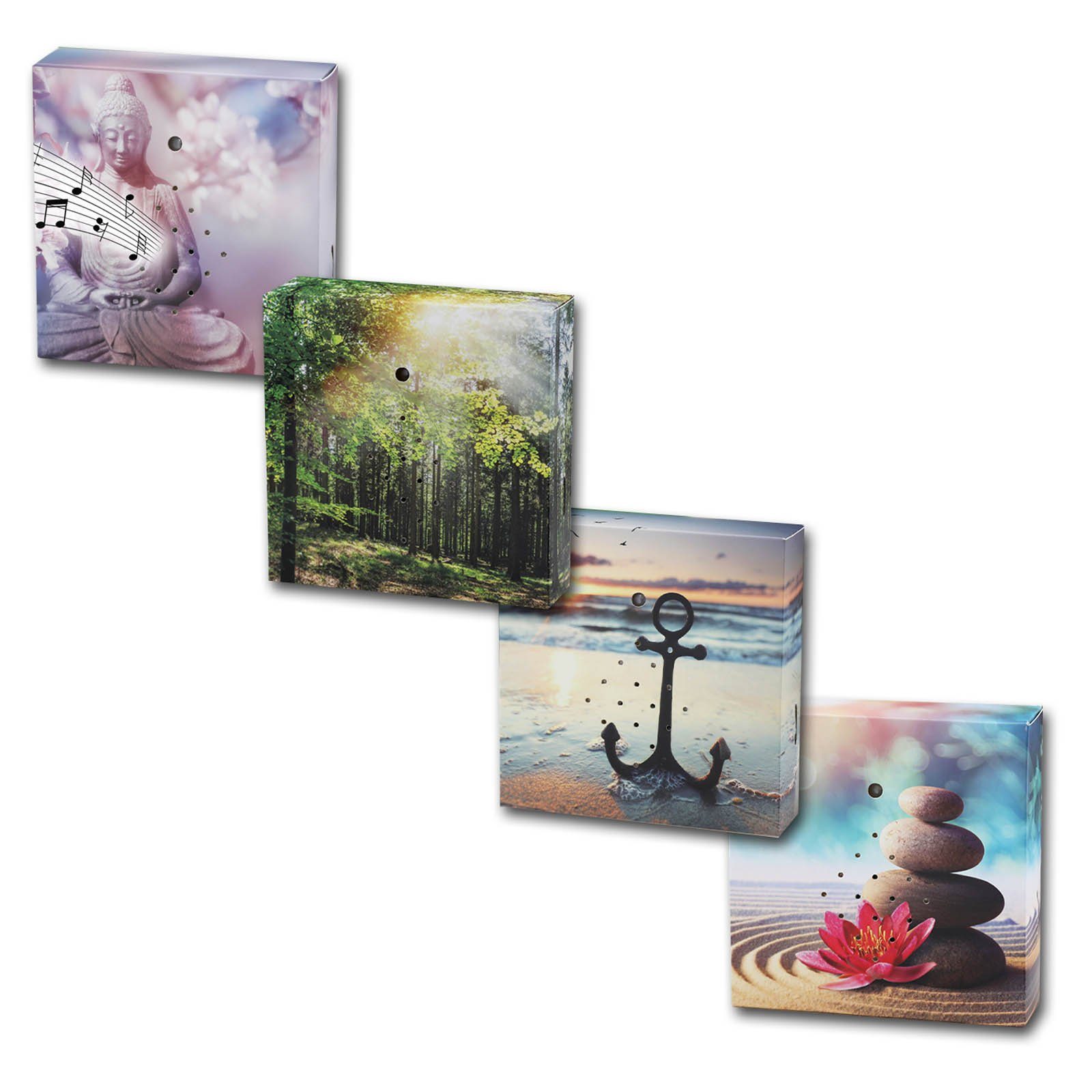 HAC24 Dekoobjekt 4x Soundbox Naturgeräusche Vogelgesang Wellenrauschen Medi günstig online kaufen