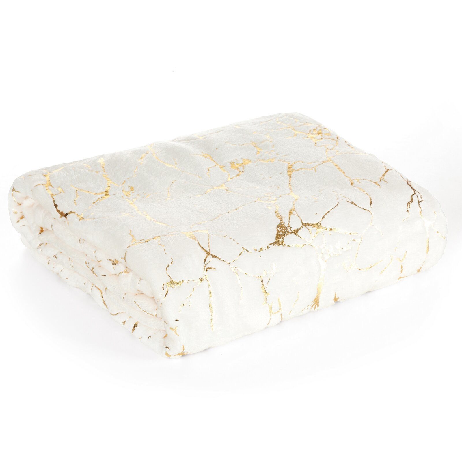 Wohndecke MARMOR, Eurofirany, 150x200 goldenes Marmor-Muster, günstig online kaufen