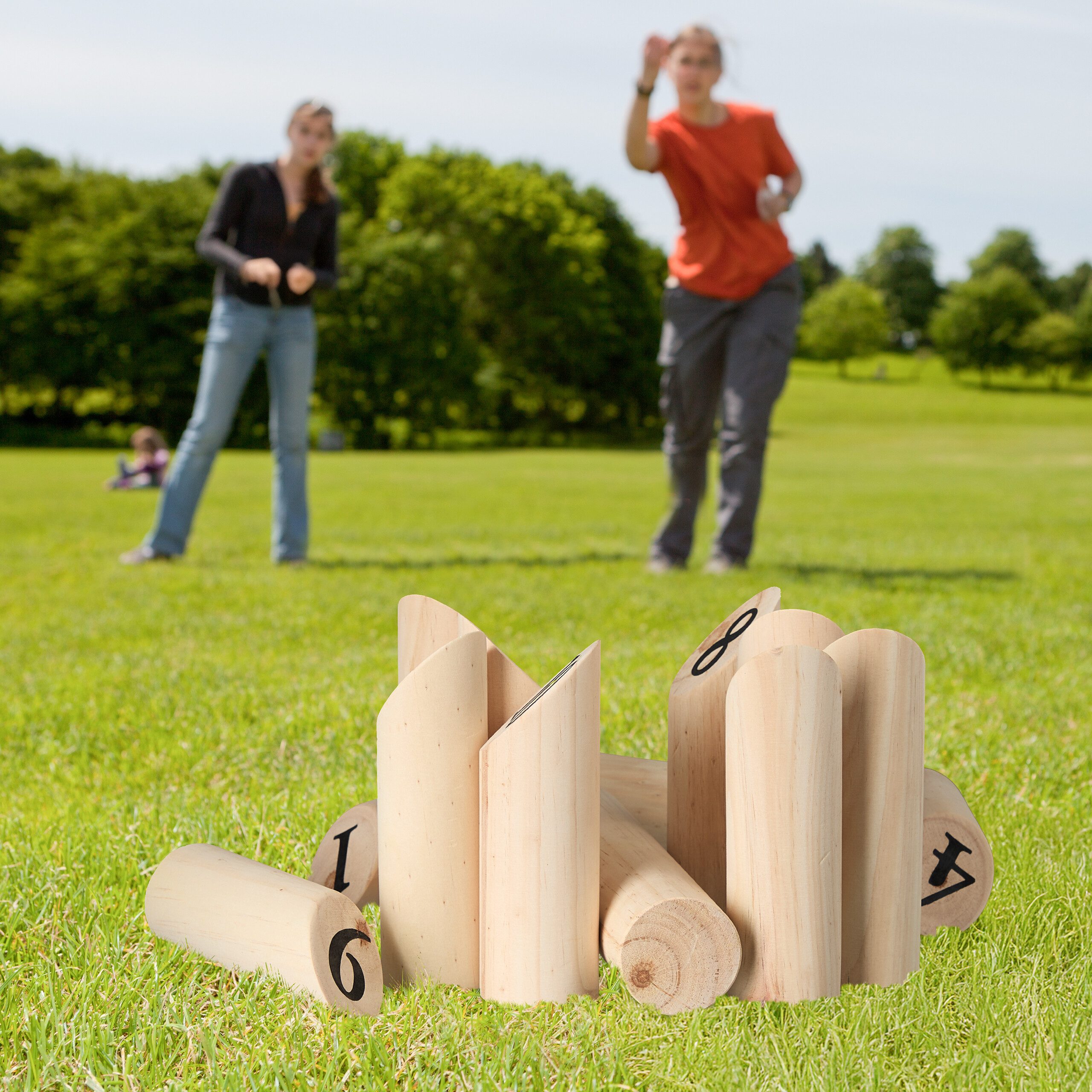 relaxdays Spielzeug-Gartenset Kubb Wikingerspiel mit Tasche, (14-tlg)