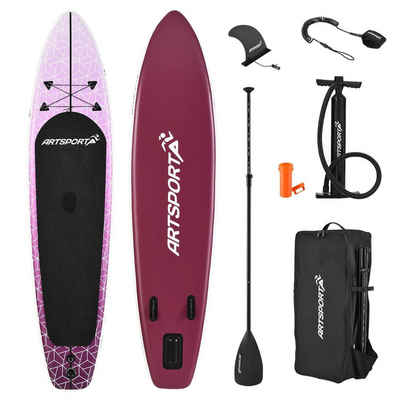 ArtSport Inflatable SUP-Board Purple Rain, Stand Up Paddling Board, ideal für Anfänger, bis 150 kg, inkl. Tragetasche und Zubehör