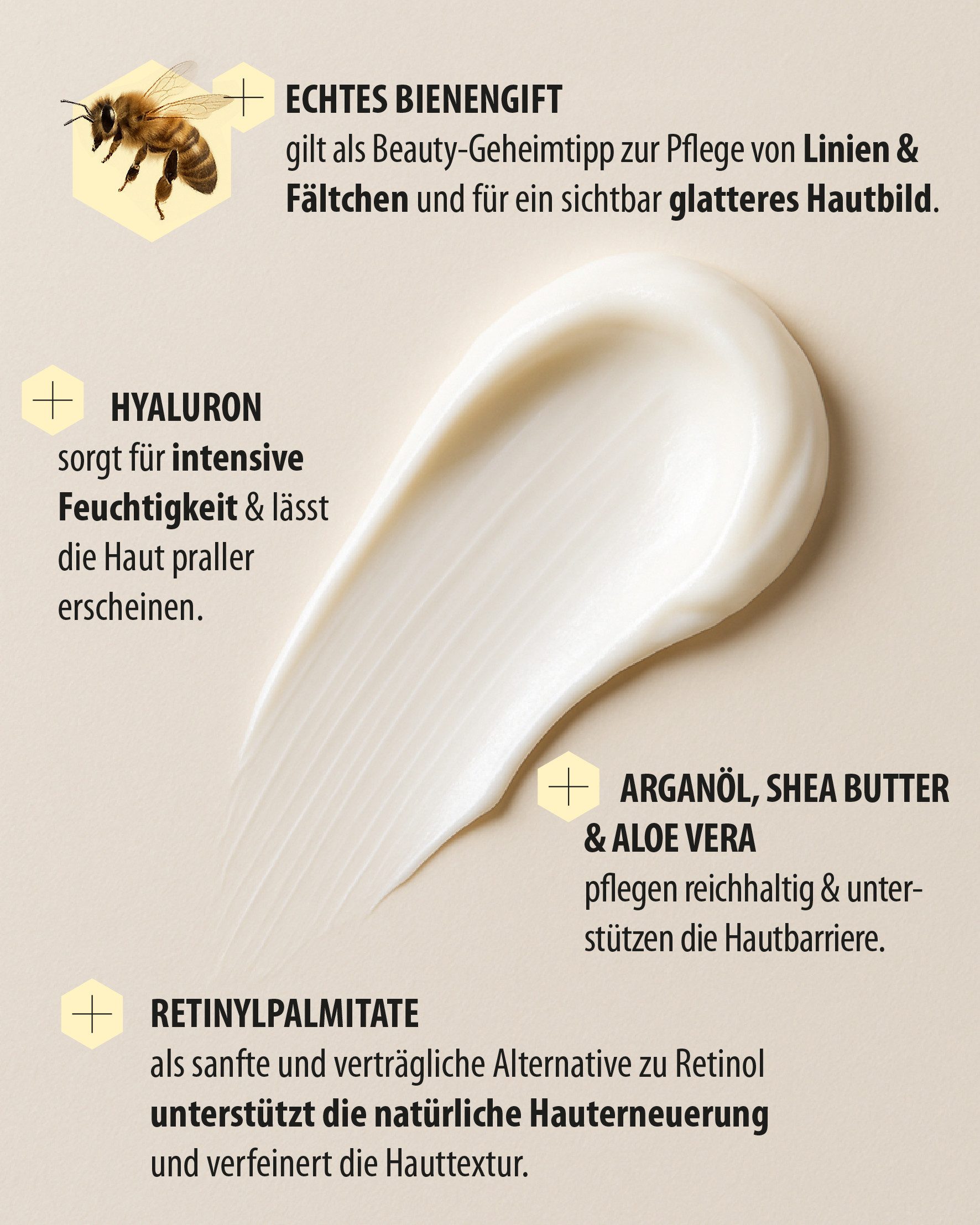 little bee fresh Tagescreme mit echtem Bienengift, Hyaluron und Arganöl - SLOW-AGING Gesichtscreme, 1-tlg., mit echtem Bienengift