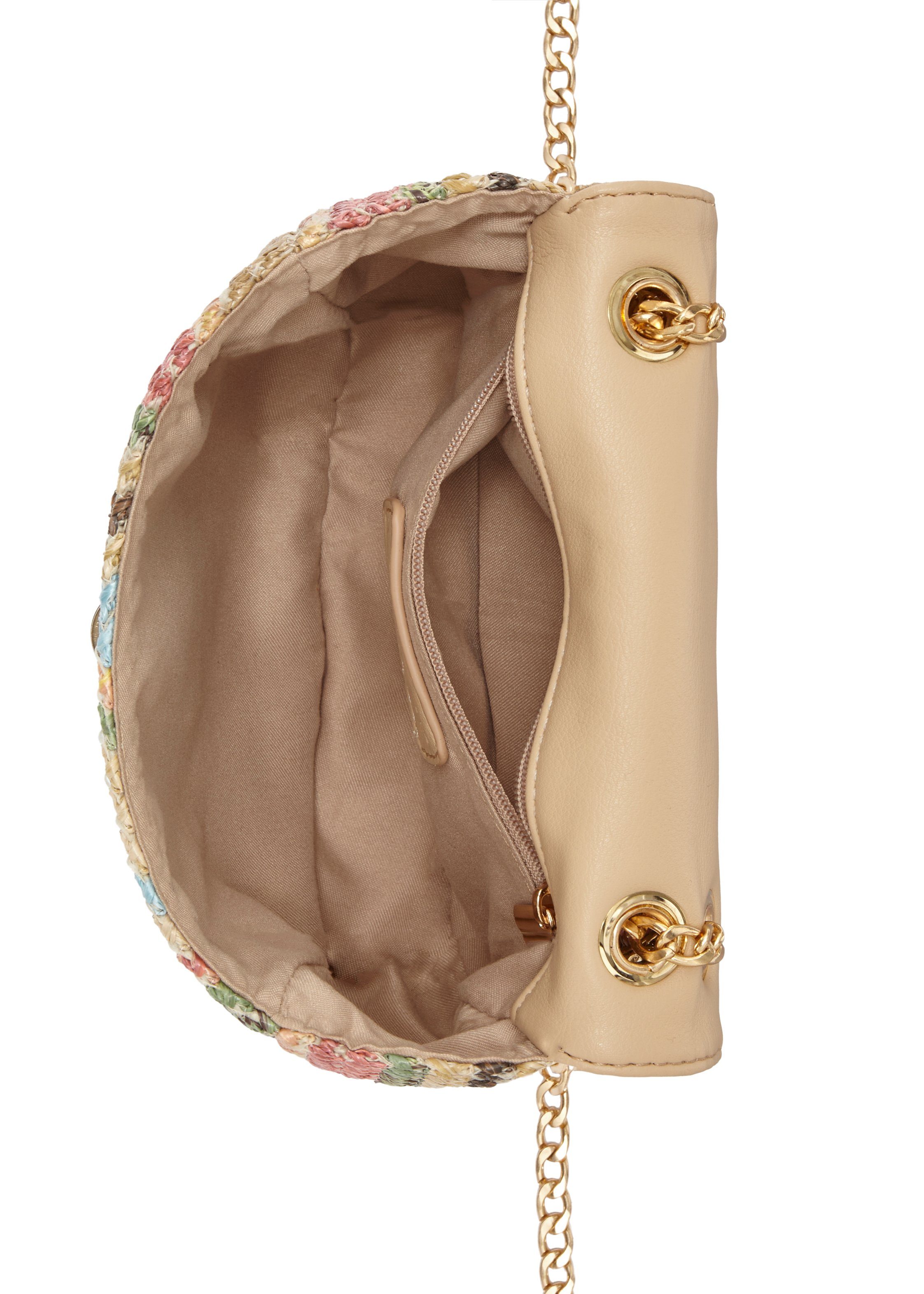 Vivance by Lascana Umhängetasche Minibag, Henkeltasche, Crossbody Bag, Strandtasche, Schultertasche, Handtasche Damen zum Umhängen in Bast-Optik mit Kettenhenke – Bild 5 von 5