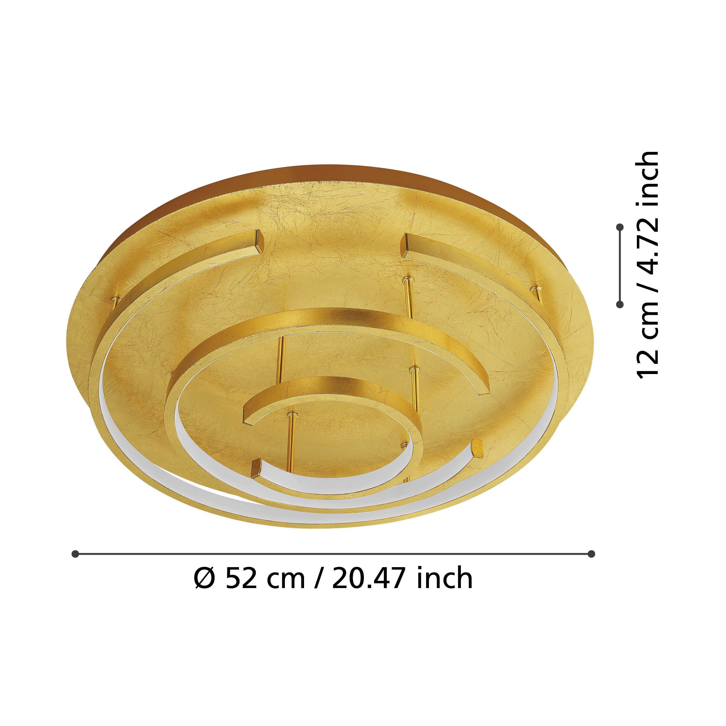 EGLO LED Deckenleuchte Pozondon, Leuchtmittel inklusive, LED-Deckenleuchte Gold Ø52cm 3100lm
