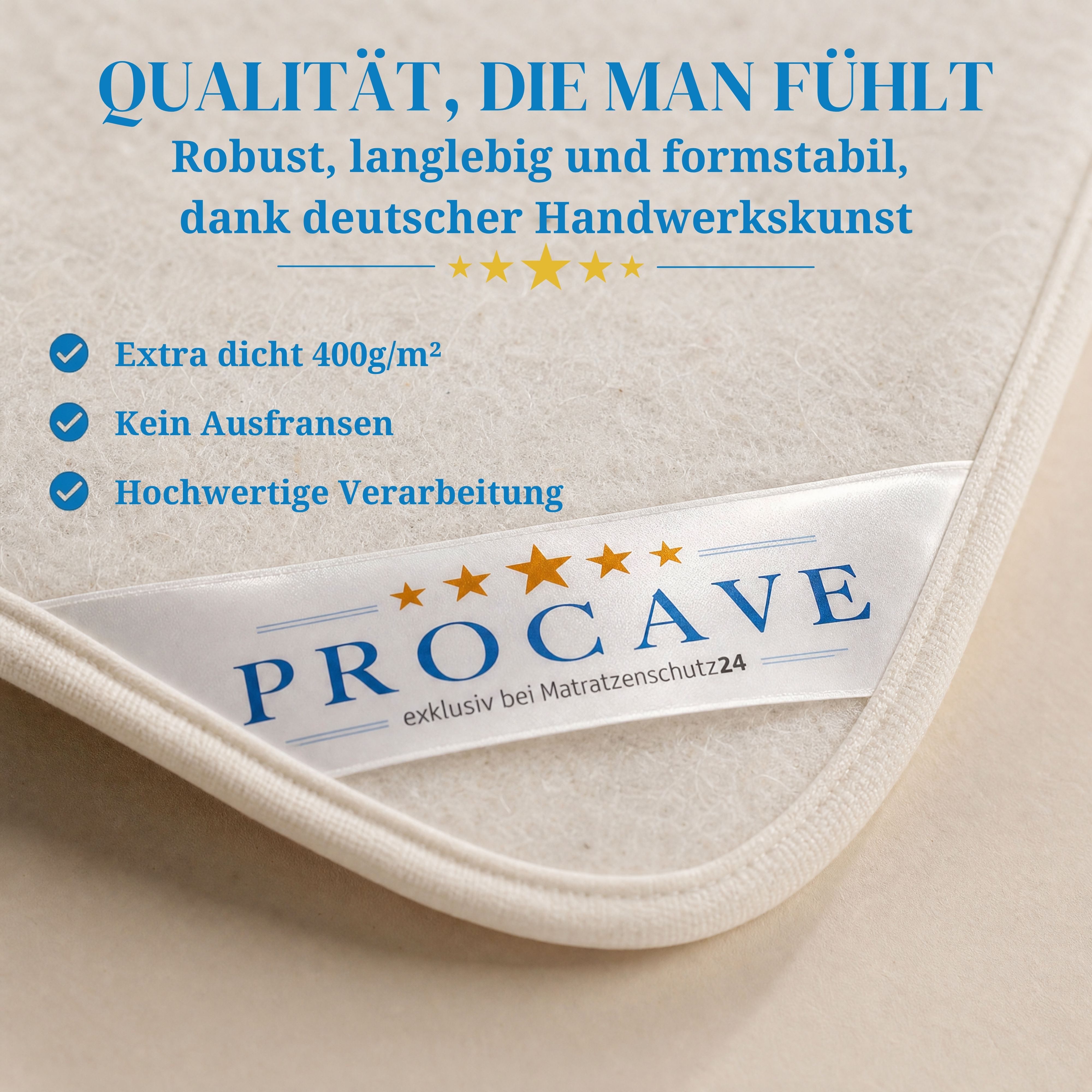 Matratzenschoner Filzschoner Lattenrost Matratzenschutz Made in Germany div. Größen PROCAVE, Matratzenunterlage atmungsaktiv, 70x200 cm