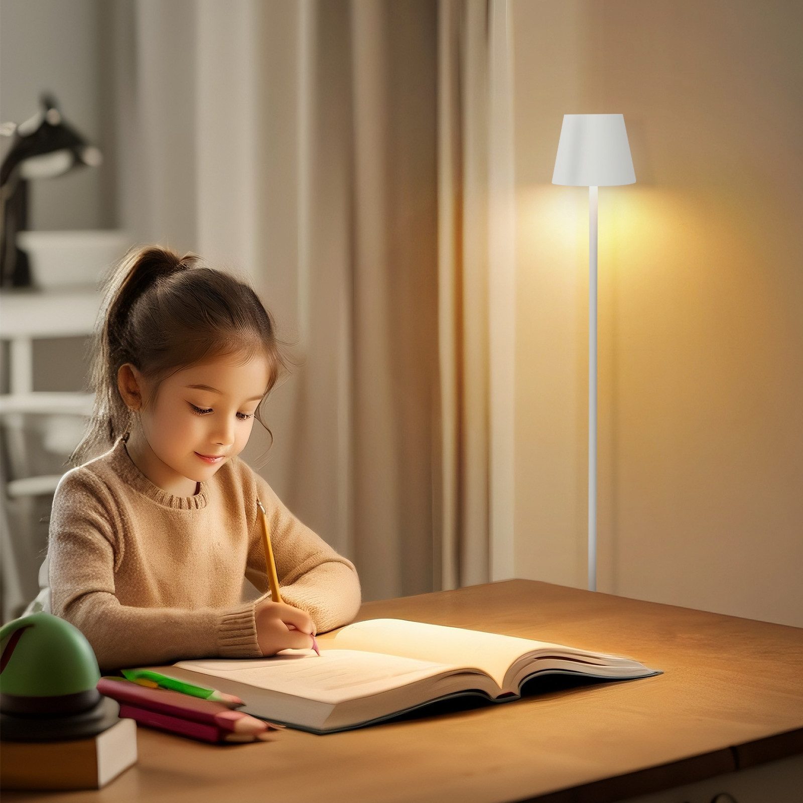 Nettlife LED Stehlampe Modern Dimmbar Schwarz 125cm 3 Farbtemperaturen USB Wohnzimmer, Dimmbar, LED fest integriert, Farbwechsler, Akku Standleuchte für Schlafzimmer Arbeitszimmer und Büro