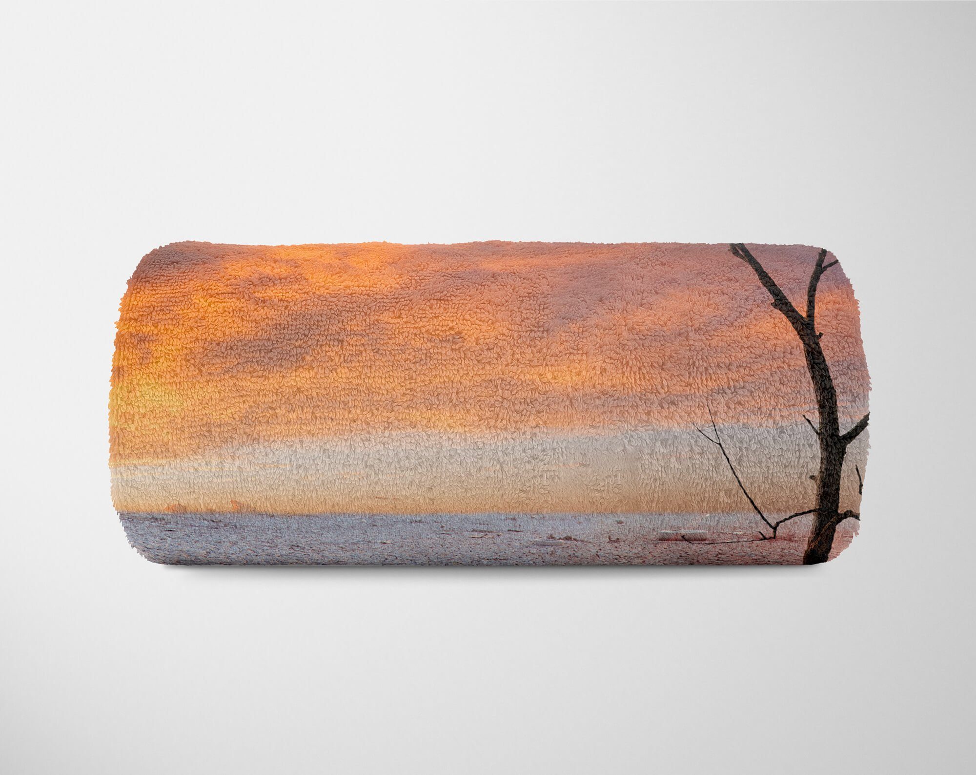 Handtuch Baumwolle-Polyester-Mix Kuscheldecke (1-St), Trocken Strandhandtuch Art Handtücher Saunatuch Baum, mit Wüste Fotomotiv Sinus Handtuch