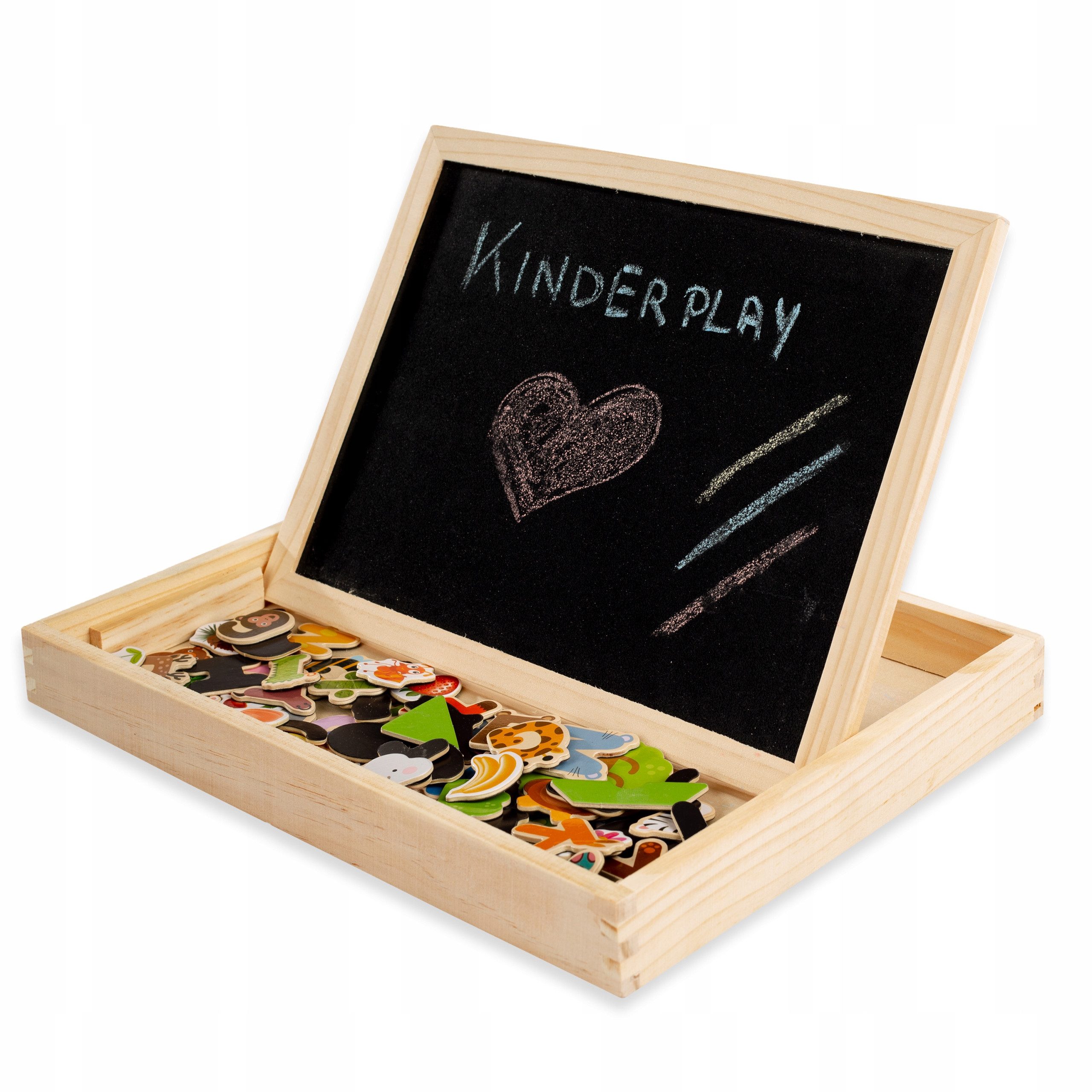 kinderplay Magnettafel Magnettafel aus Holz – beidseitig – Lernspaß für Kinder – Set, (Set, Doppelseitige Magnettafel mit Zubehör)