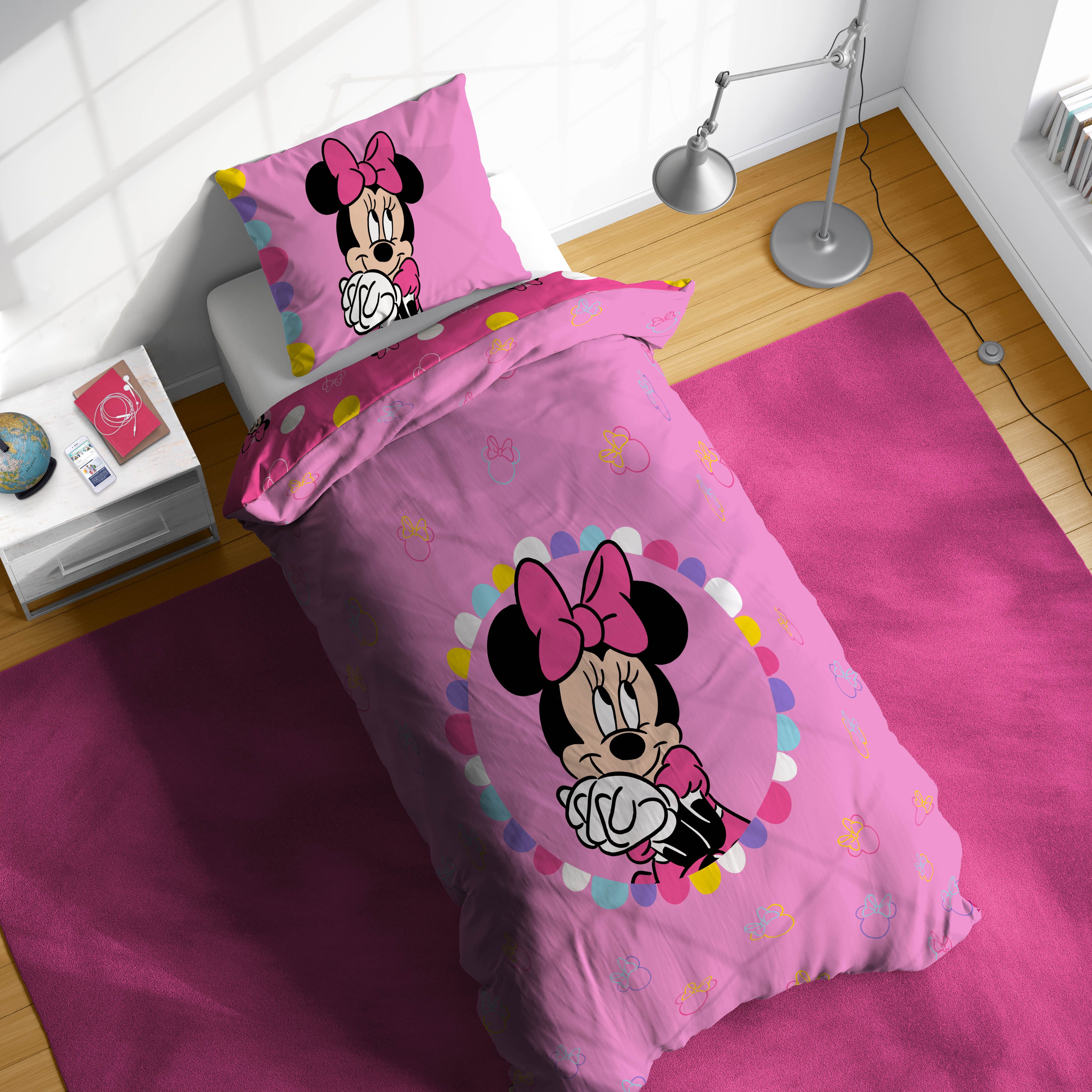 Disney Kinderbettwäsche Minnie Mouse Happy, Linon, 2 teilig, 100% Baumwolle