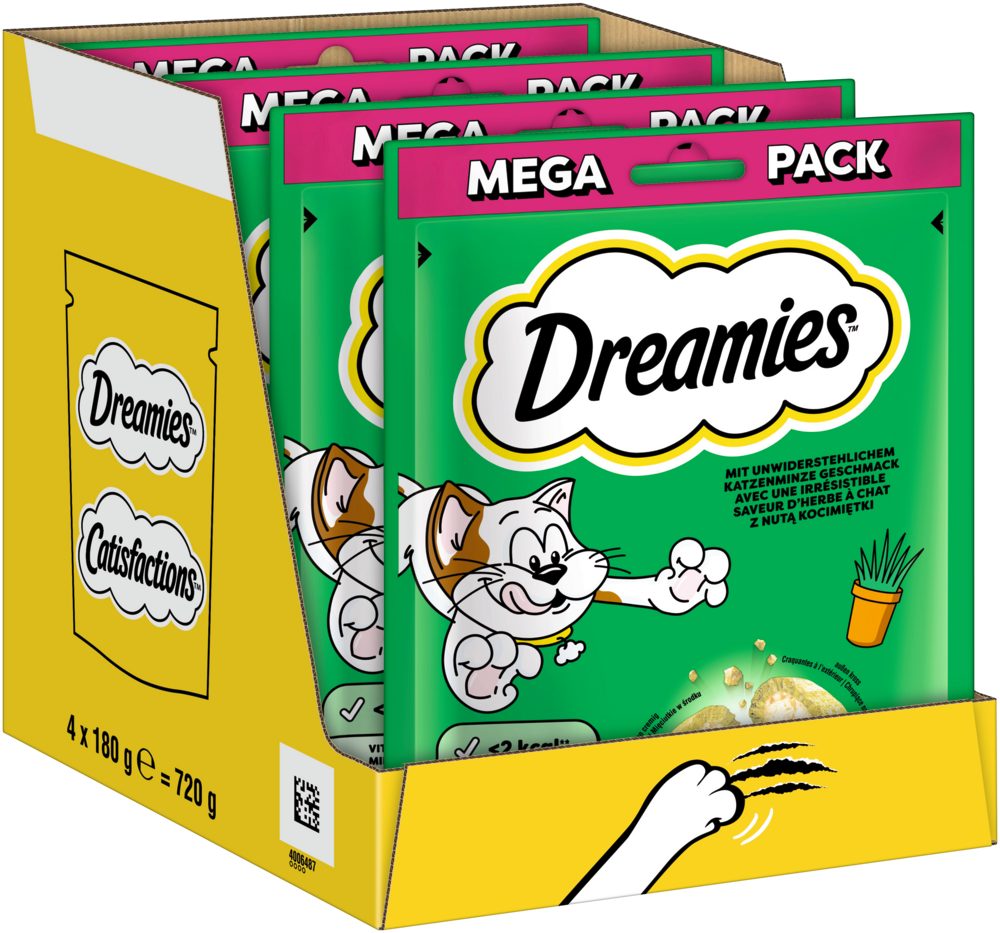 Dreamies DREAMIES™ Katzenminze 4 x 180g, Snack für: Katze