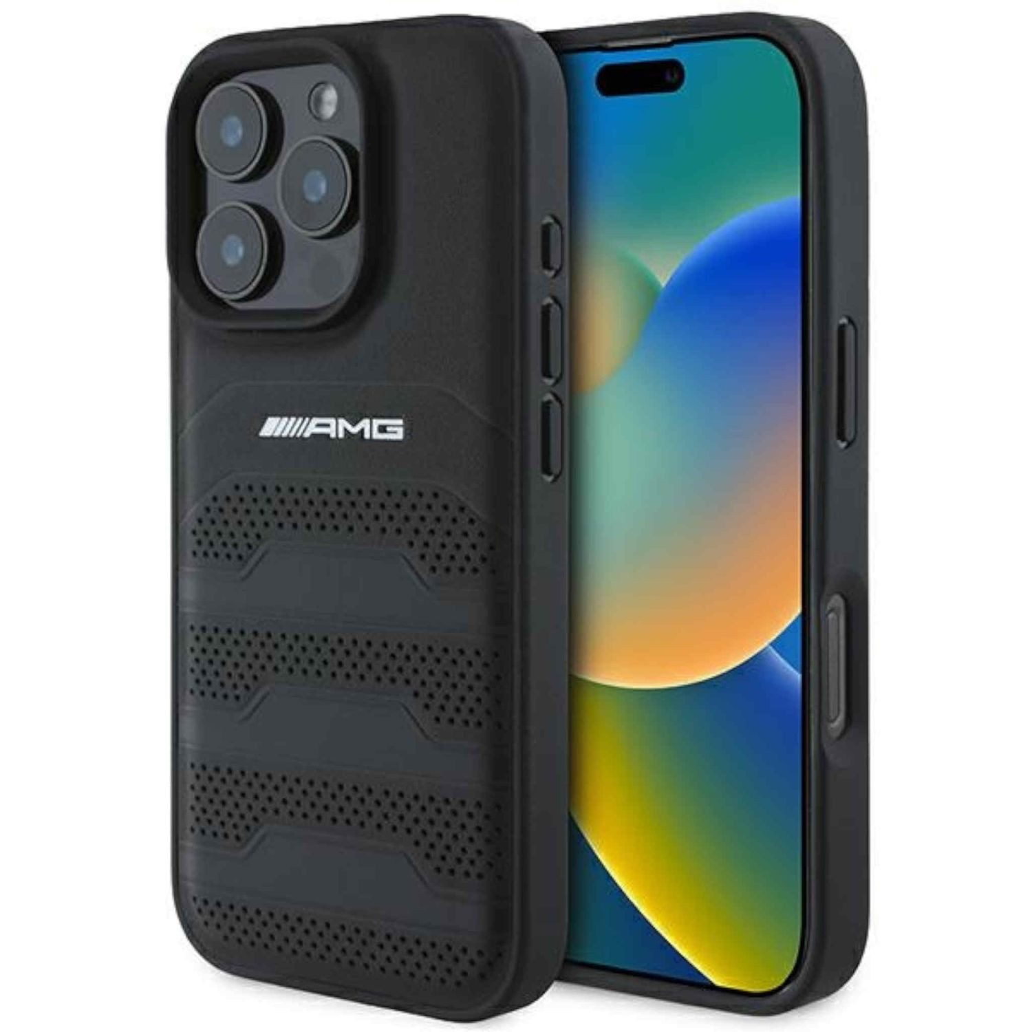 Mercedes Smartphone-Hülle AMG für Apple iPhone 16 Pro Hardcase Debossed Lines Black Logo