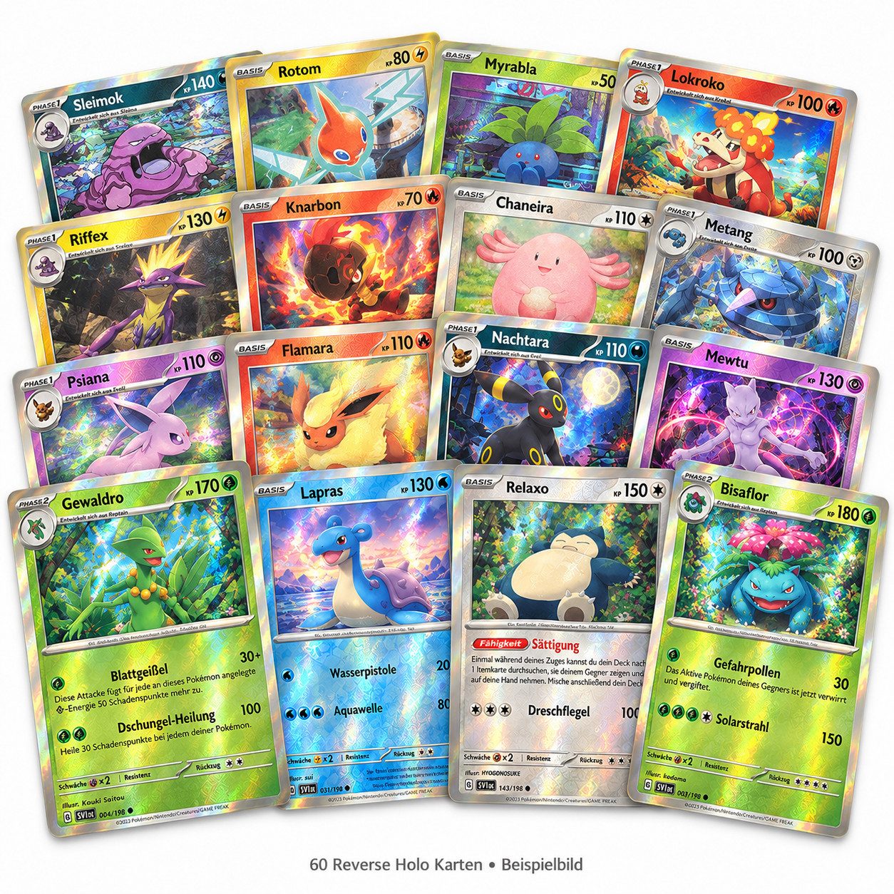 POKÉMON Sammelkarte Pokémon Karten Set Deutsch – 60 Reverse-Holo Sammelkarten