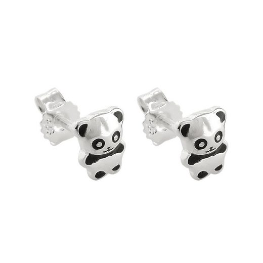 Gallay Paar Ohrstecker »Ohrringe 6x5 mm Pandabär Silber 925« (inkl. Schmuckbox), Silberschmuck für Kinder