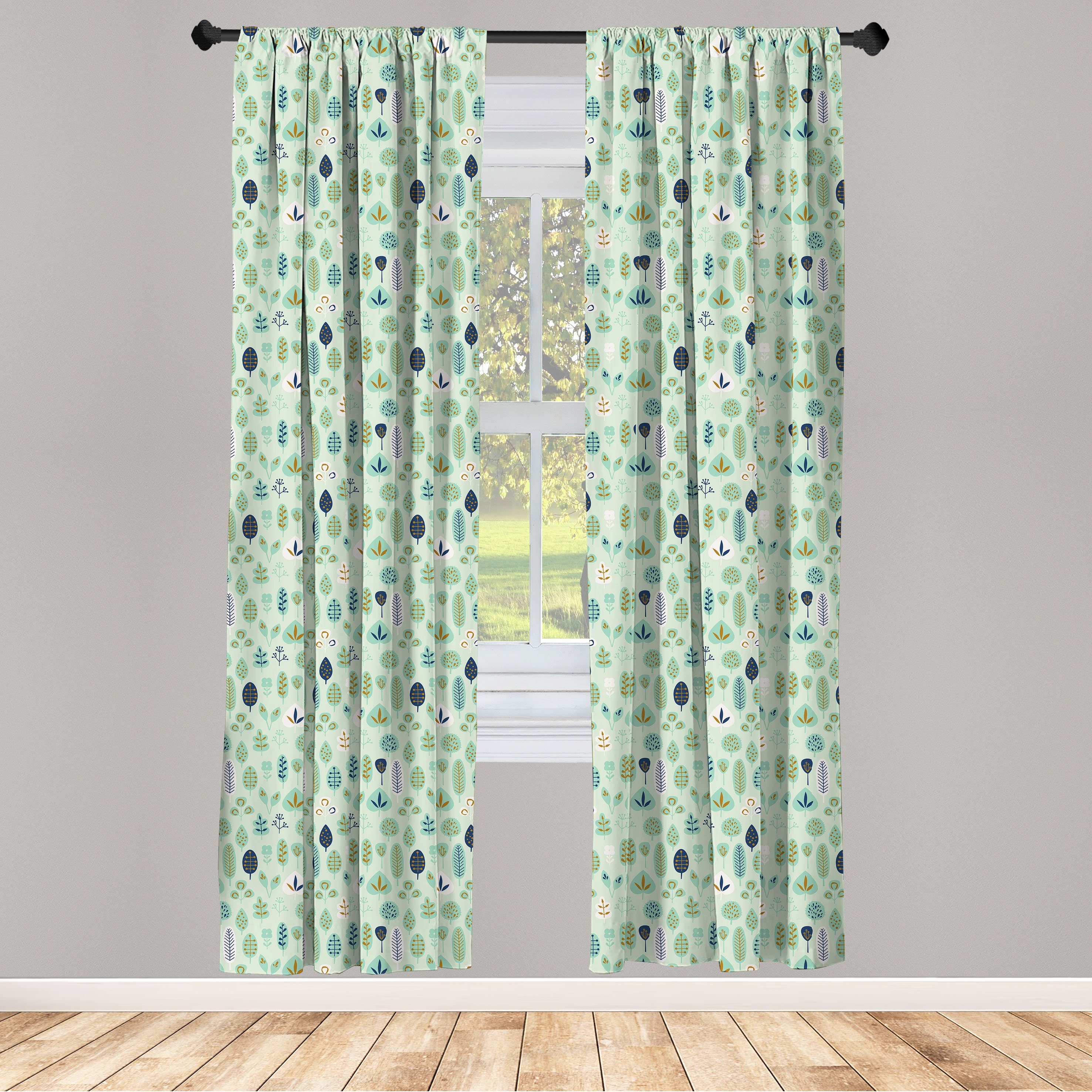 Gardine Vorhang für Wohnzimmer Schlafzimmer Dekor, Abakuhaus, Microfaser, Wald Kunst Beeinflusst Blätter Botanik