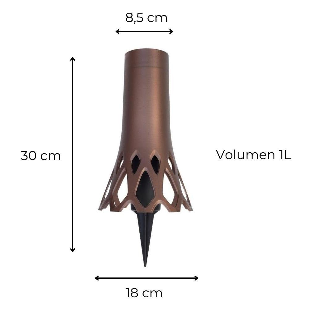 mit Erdspieß GarPet Grabvase bronze Vase Roseta Friedhof Grabschmuck Blumentopf Kunststoff