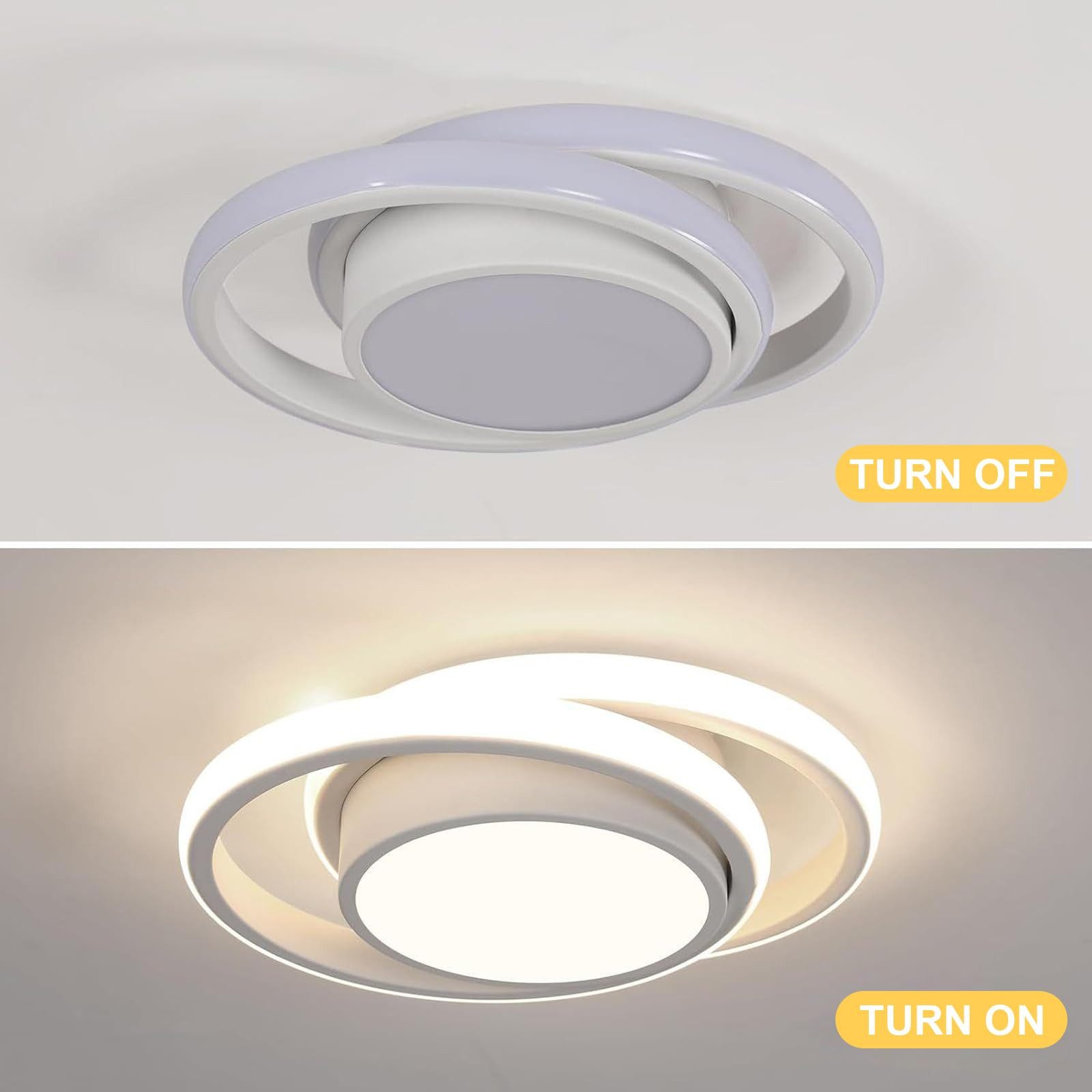 JDONG LED Deckenleuchte 30/32CM Schwarz/Weiß deckenlampe, LED fest integriert, 24W Natürliches 4000K Runde / Ekig, Für Schlafzimmer, Küche, Flur, Gang, Restaura – Bild 4 von 5