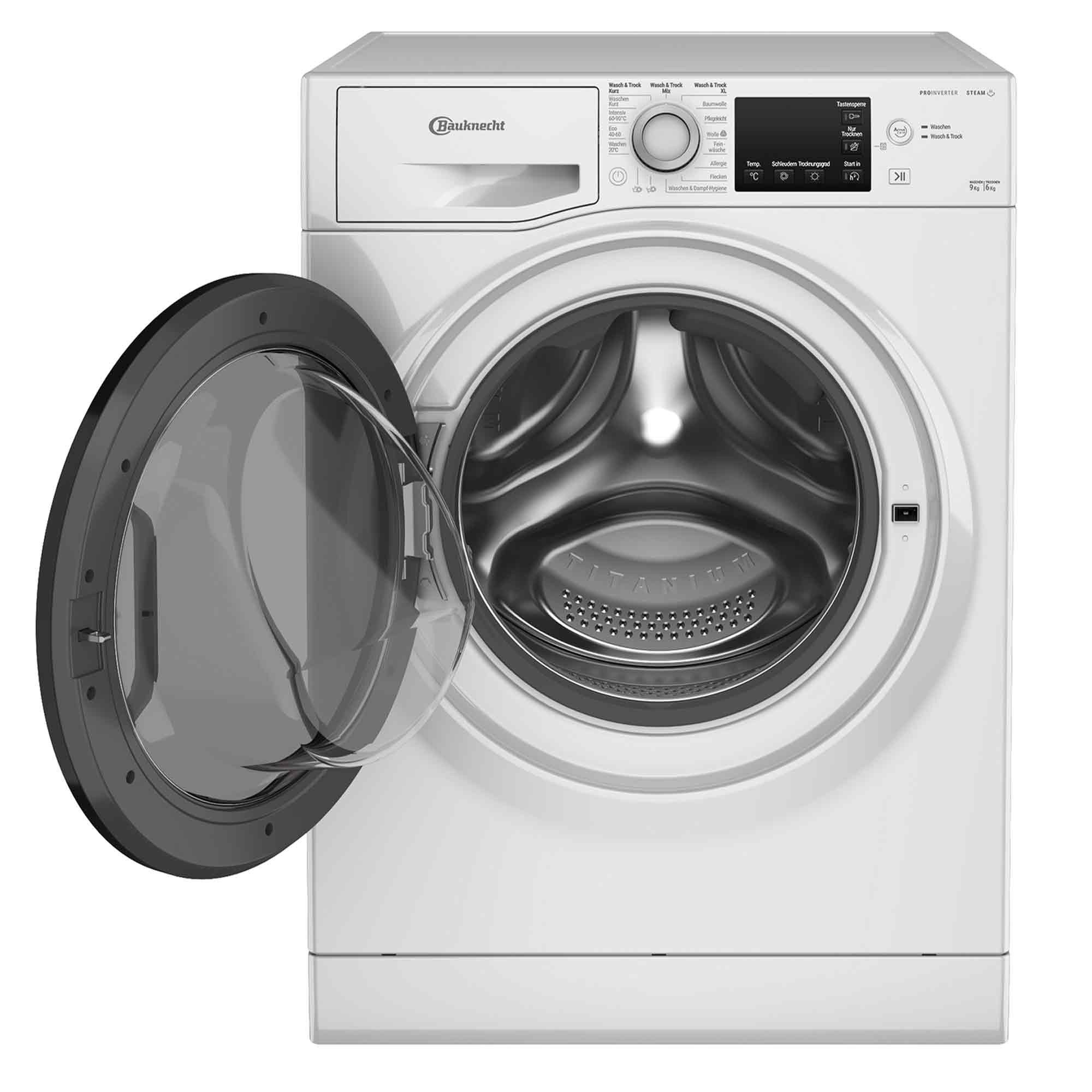 BAUKNECHT Waschtrockner WD 96RC DA, 9 kg, 6 kg, 1400 U/min, Automatischer Schutz vor Wasserschäden – Mehrfachwasserschutz+