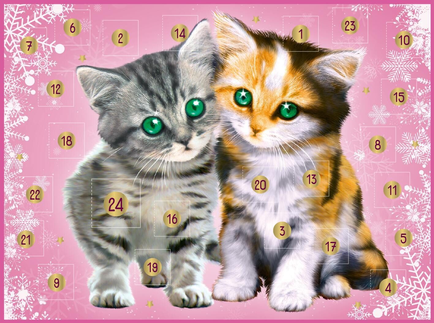 Ars Edition Adventskalender Mini-Adventskalender mit Umschlag zum Verschicken mit niedlichen Ti...